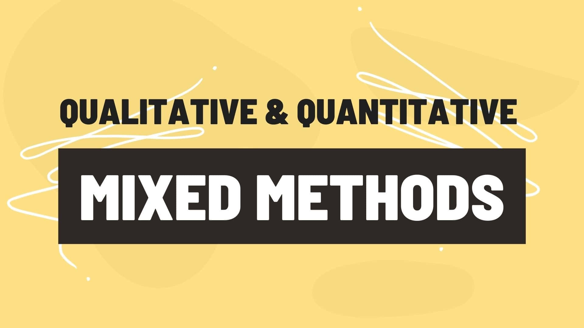 Quantitative 桌布 壁紙 — 粗體文字在黃色背景上寫著「定性與定量混合方法」，並帶有白色抽象漩渦。