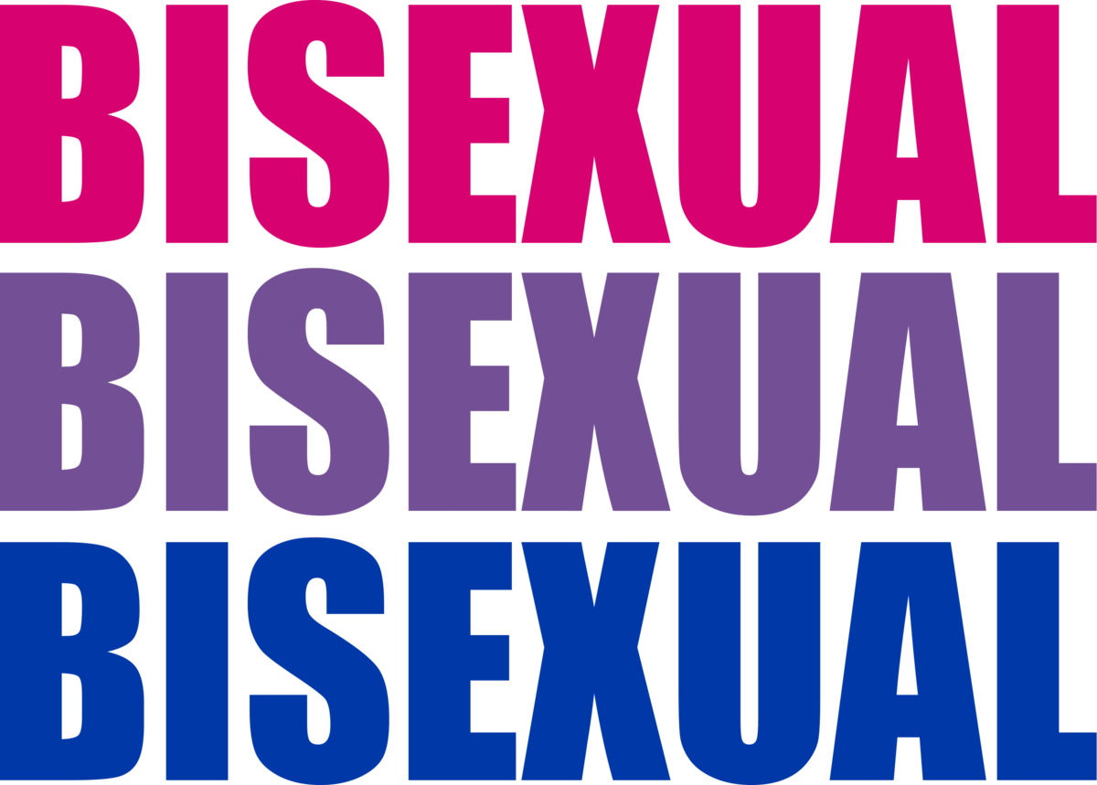 Words 桌布 壁紙 — 粗體文字在黑色背景上重複 'BISEXUAL'，使用粉紅、紫色和藍色漸變。