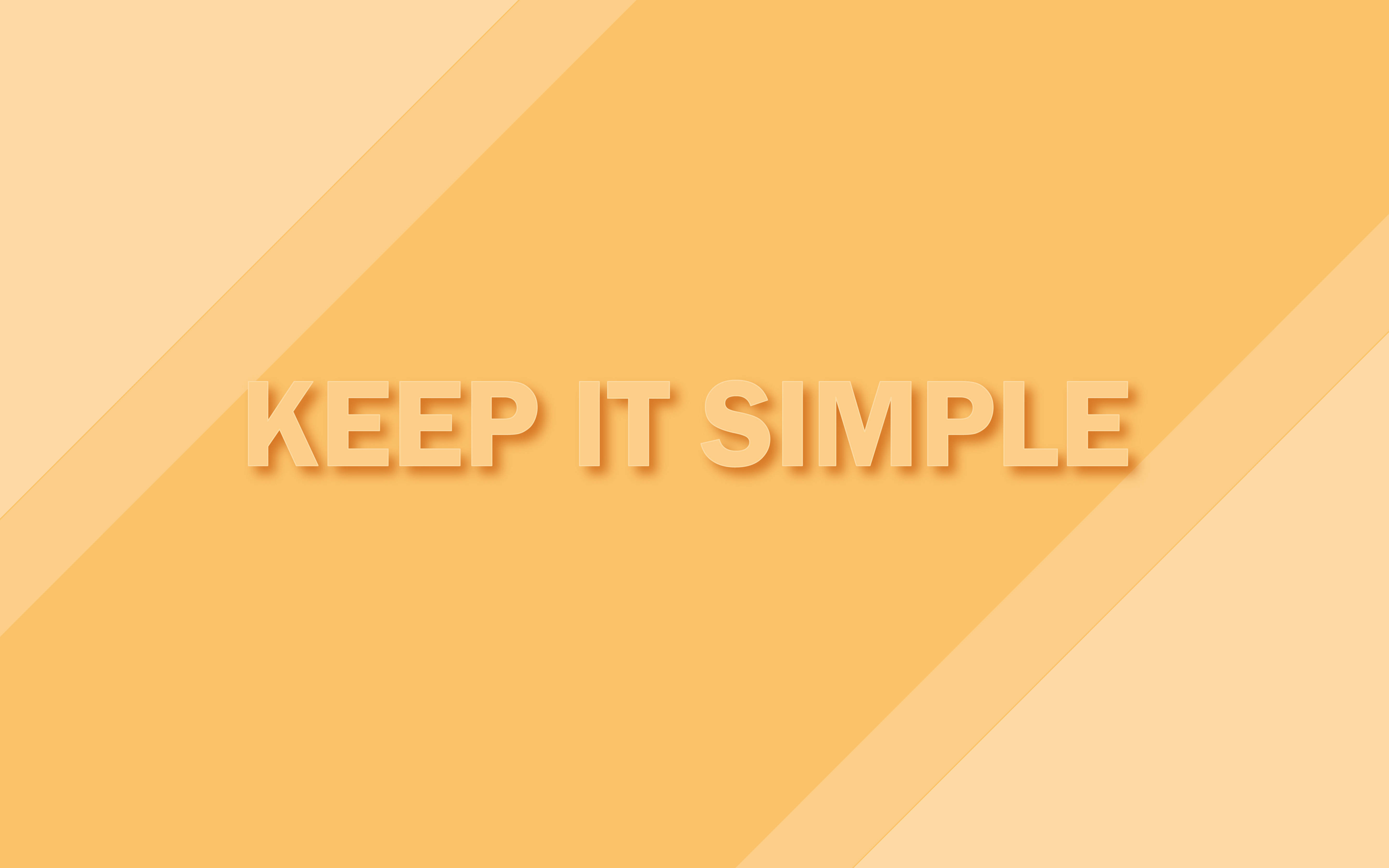 Yellow 桌布 壁紙 — 粗體文字寫著 keep it simple，背景為暖色漸層及斜紋。