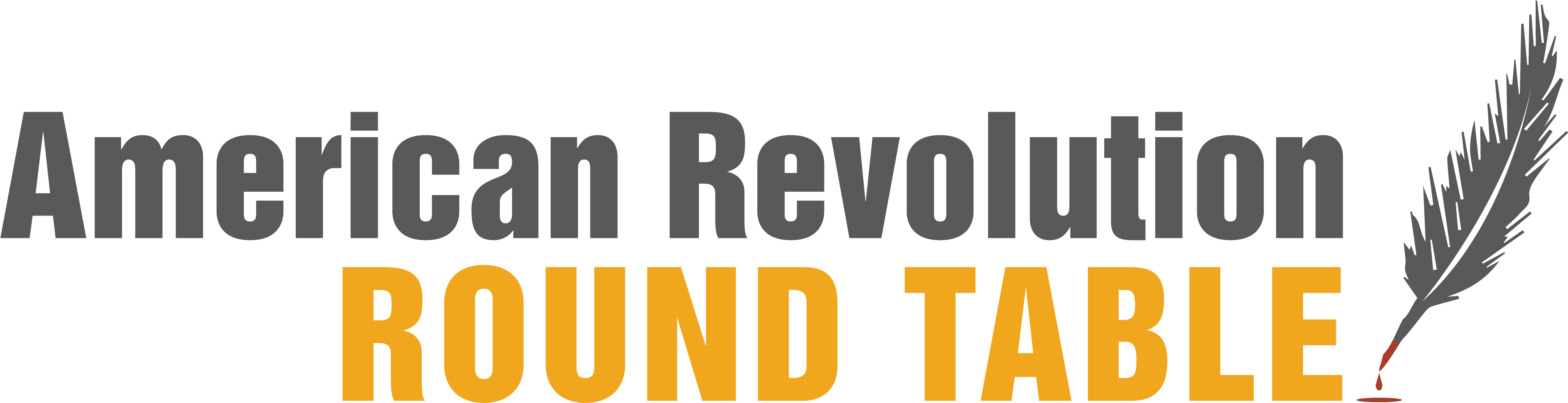 revolution 桌布 壁紙 — 粗體文字顯示 American Revolution Round Table，旁邊有一支灰色羽毛在黑色背景上滴墨。