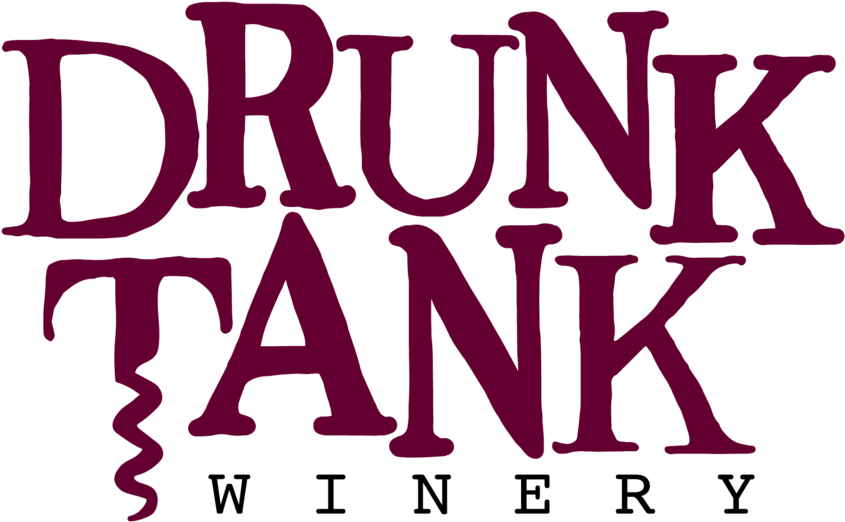 Clip Art 桌布 壁紙 — 粗體栗色文字以滴落風格字體在純黑背景上顯示「DRUNK TANK」。
