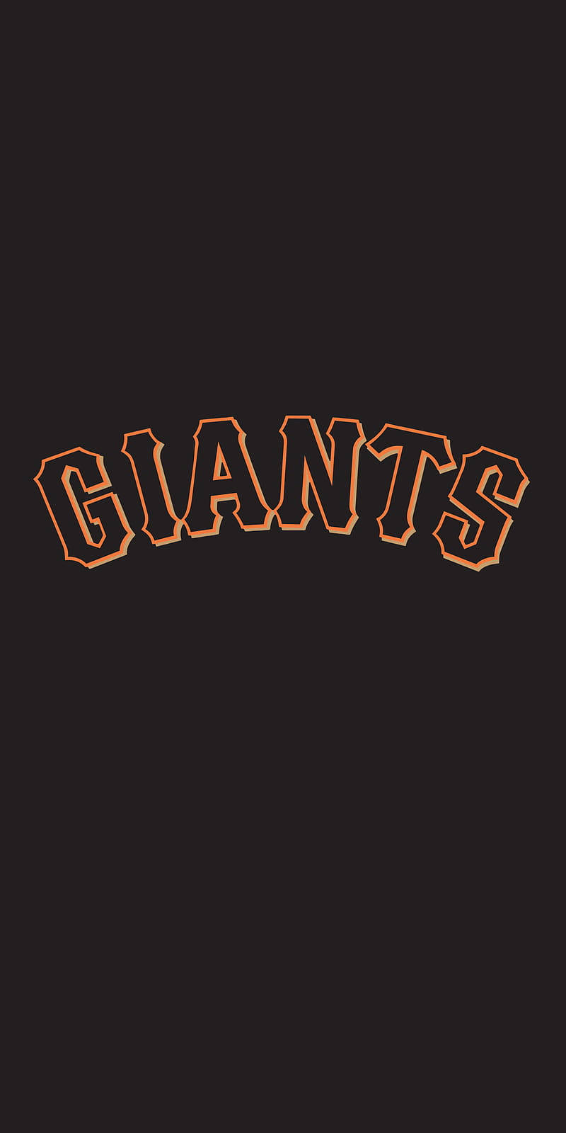 iPhone 桌布 壁紙 — 粗體橙色外框 'GIANTS' 文字，以拱形運動字體居中顯示在純色深色背景上。