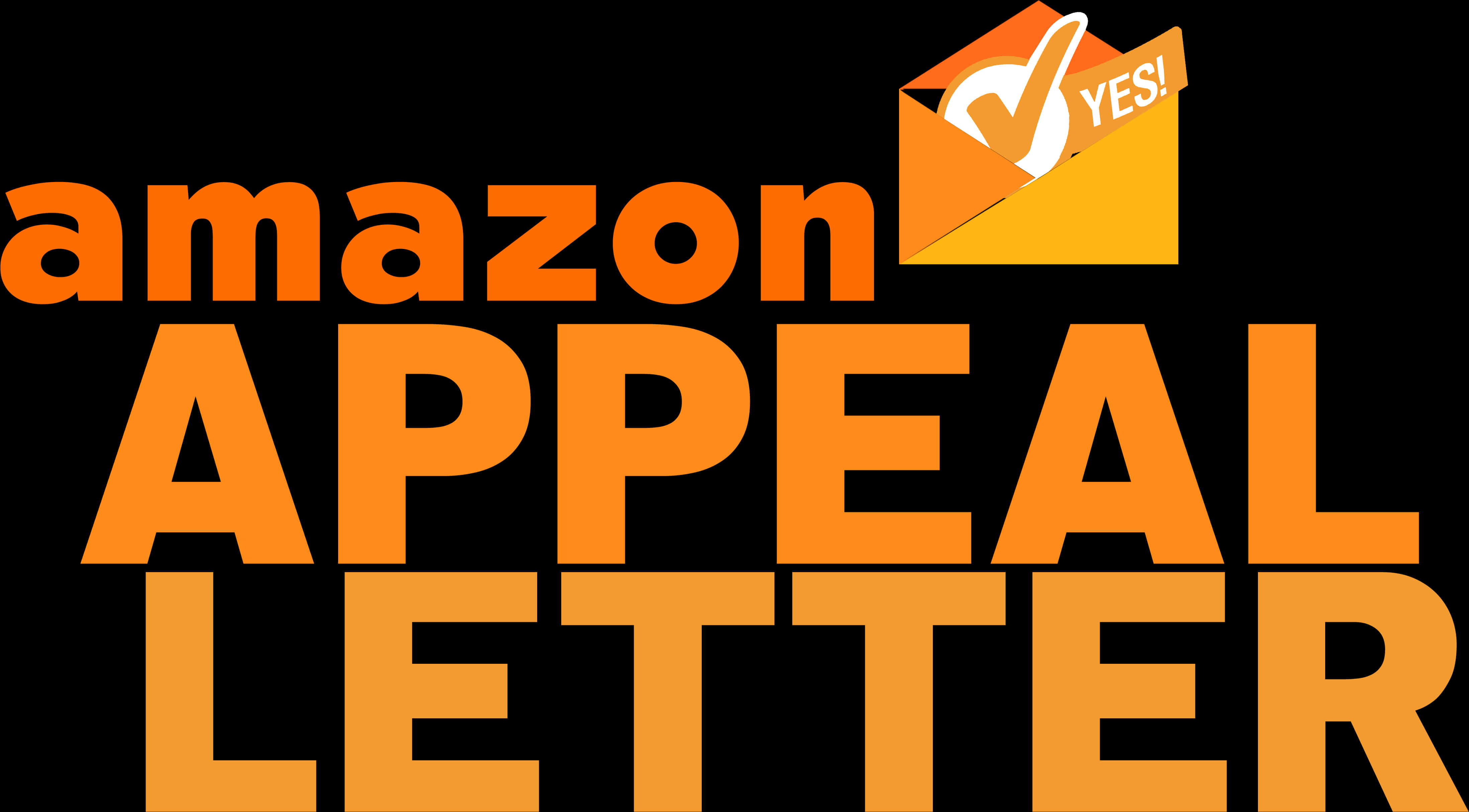 Clip Art 桌布 壁紙 — 粗體橙色文字顯示 amazon APPEAL LETTER，appeal 字樣上方有一個帶勾號的信封圖示。