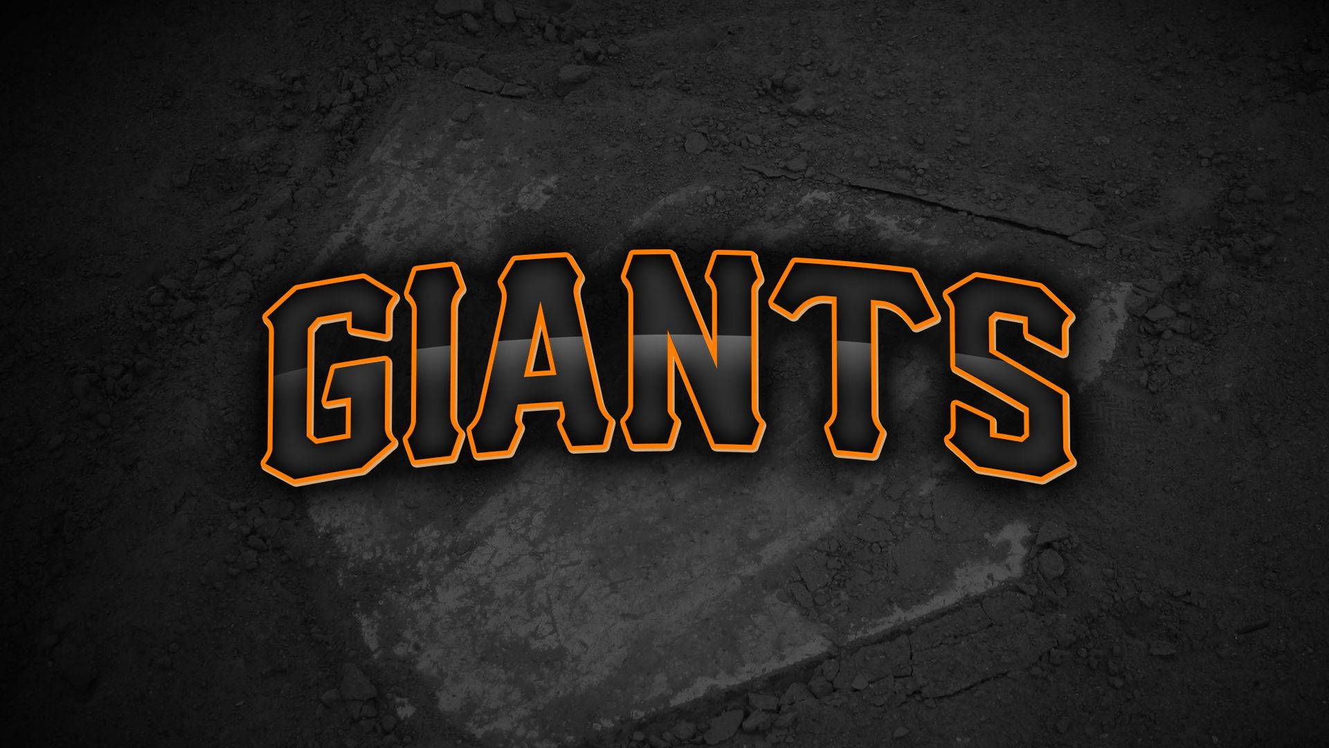 Giants 桌布 壁紙 — 粗體橙色輪廓的GIANTS文字在裂開的深灰色混凝土背景上發光。