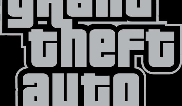 Gta 桌布 壁紙 — 粗體灰色風格文字「grand theft auto」顯示在純黑色背景上。