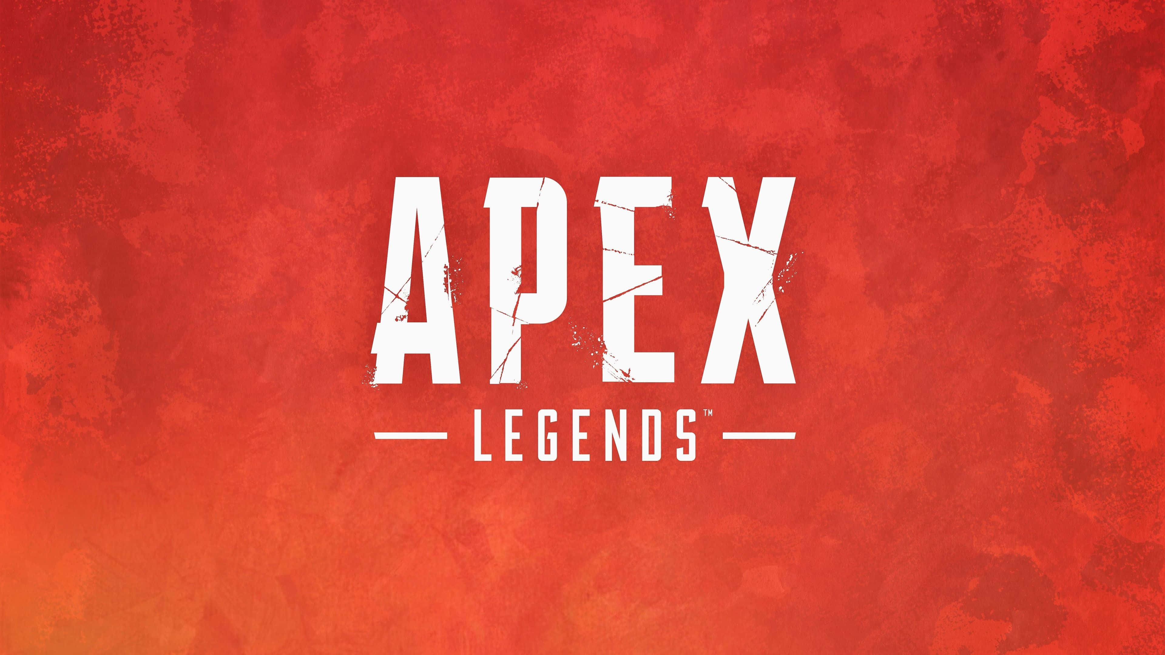Apex 桌布 壁紙 — 粗體白色 'APEX LEGENDS' 文字帶有裂紋紋理，在火紅橙色漸變背景上脫穎而出。