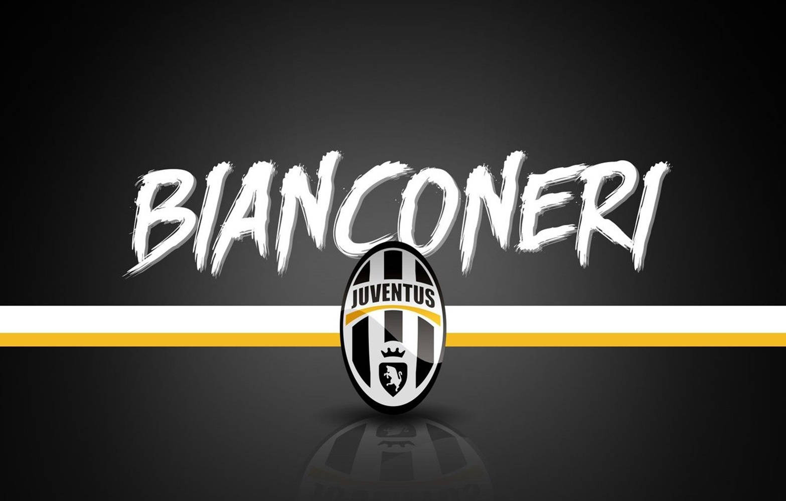 標誌 桌布 壁紙 — 粗體白色 'BIANCONERI' 文字及尤文圖斯隊徽置中於黑色背景上，配以黃色條紋。