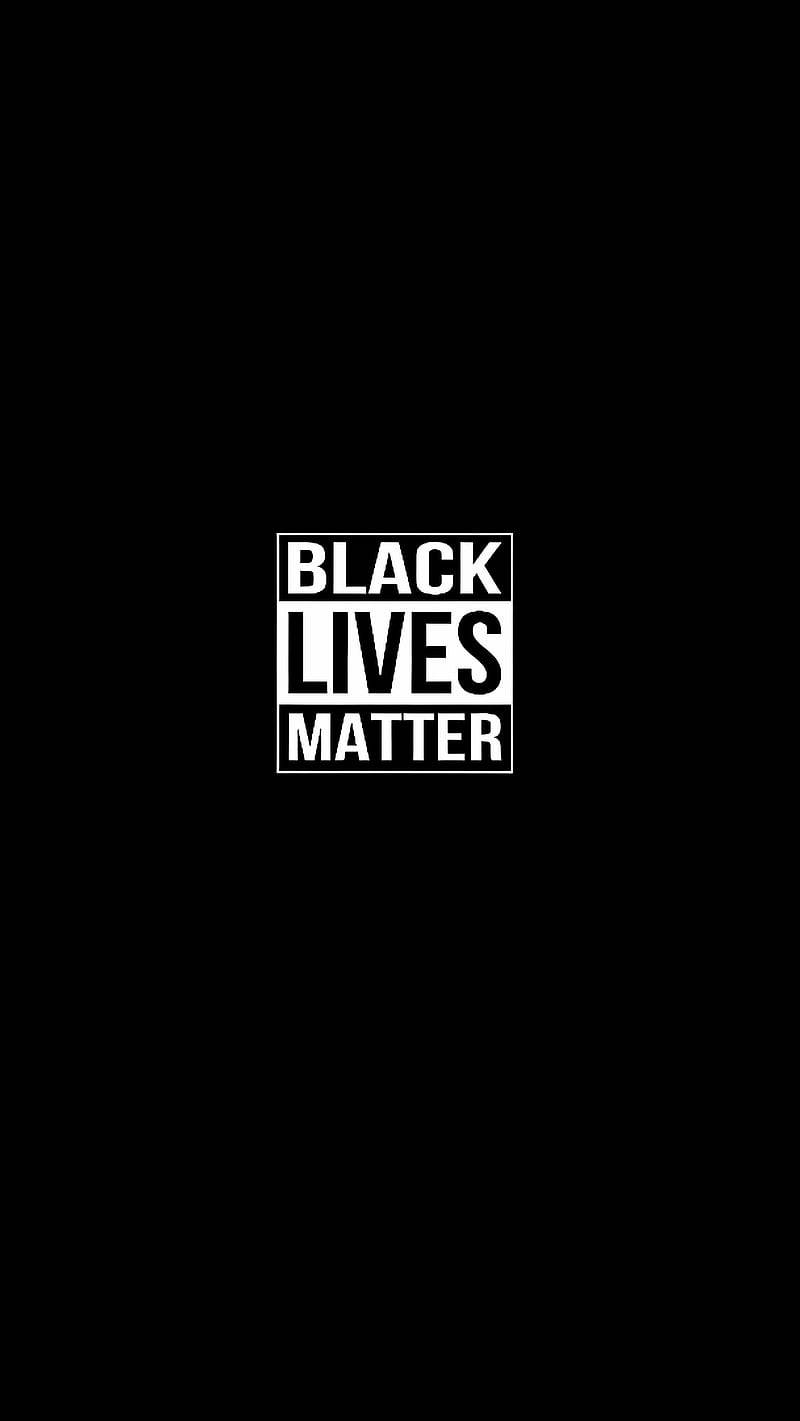 黑色 桌布 壁紙 — 粗體白色 'BLACK LIVES MATTER' 文字居中在鮮明的黑色背景上。