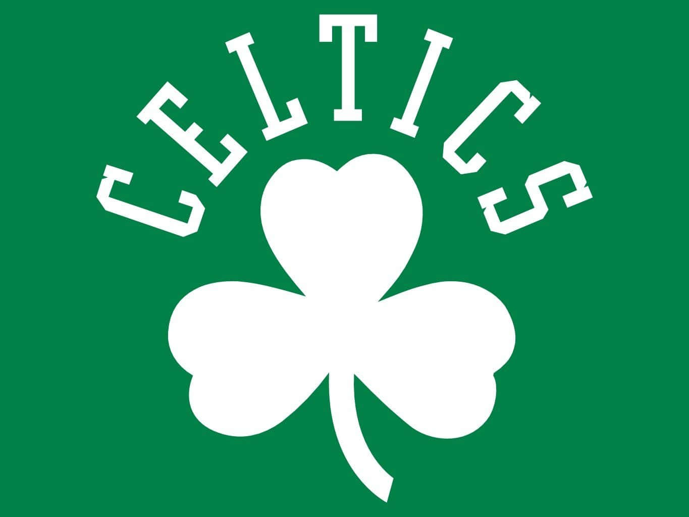 桌布 壁紙 — 粗體白色 'CELTICS' 文字在純綠色背景上拱形排列於一個大酢漿草上方。