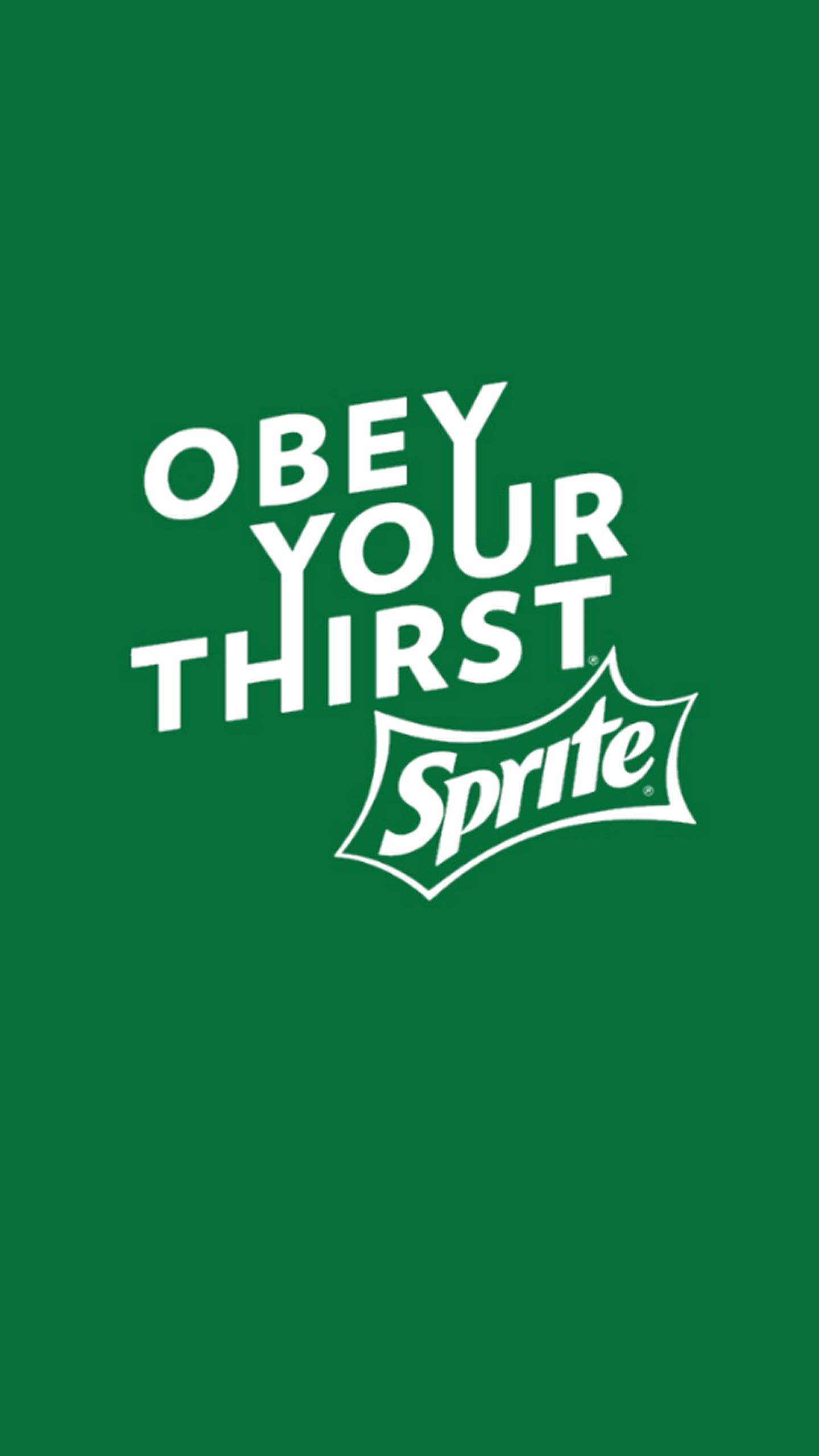 Typography 桌布 壁紙 — 粗體白色 'OBEY YOUR THIRST' 文字和 Sprite 標誌居中在純綠色背景上。
