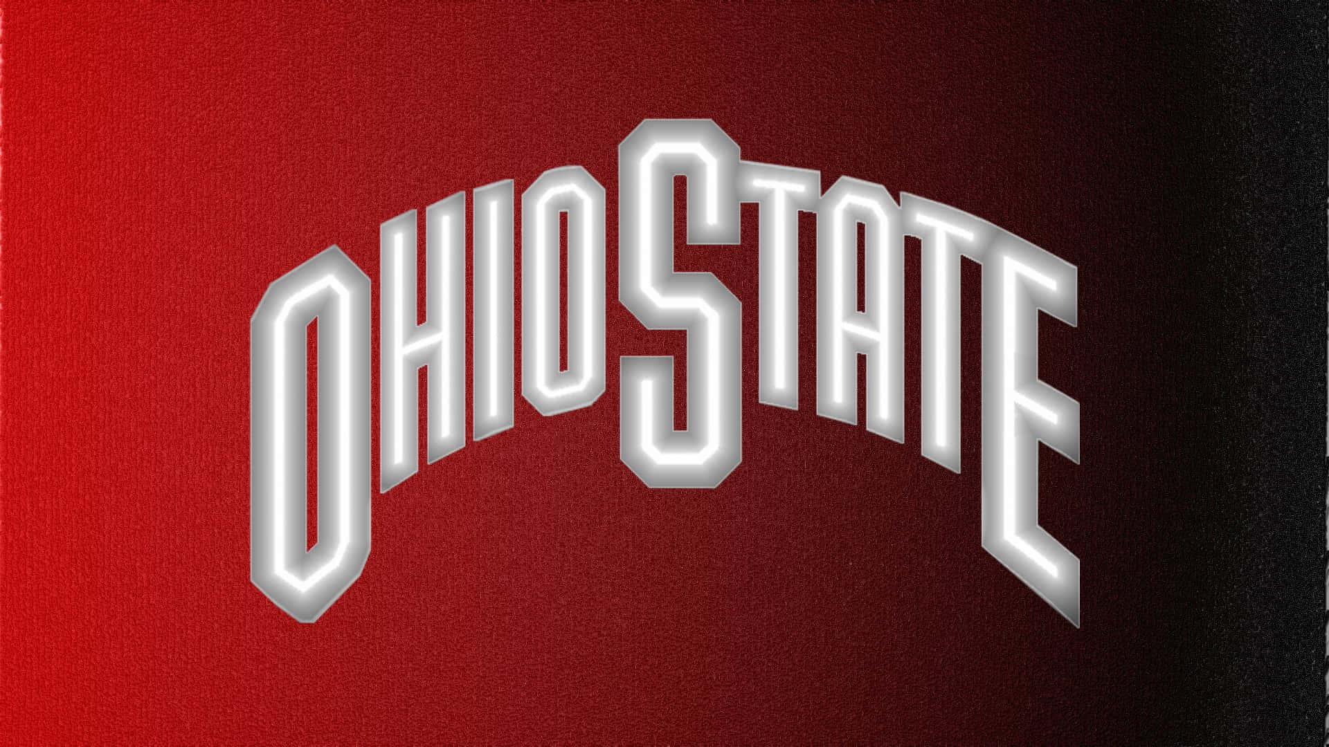 Ohio State Football 桌布 壁紙 — 粗體白色 'OHIO STATE' 文字在發光的拱形中，在帶紋理的紅到黑漸變背景上脫穎而出。