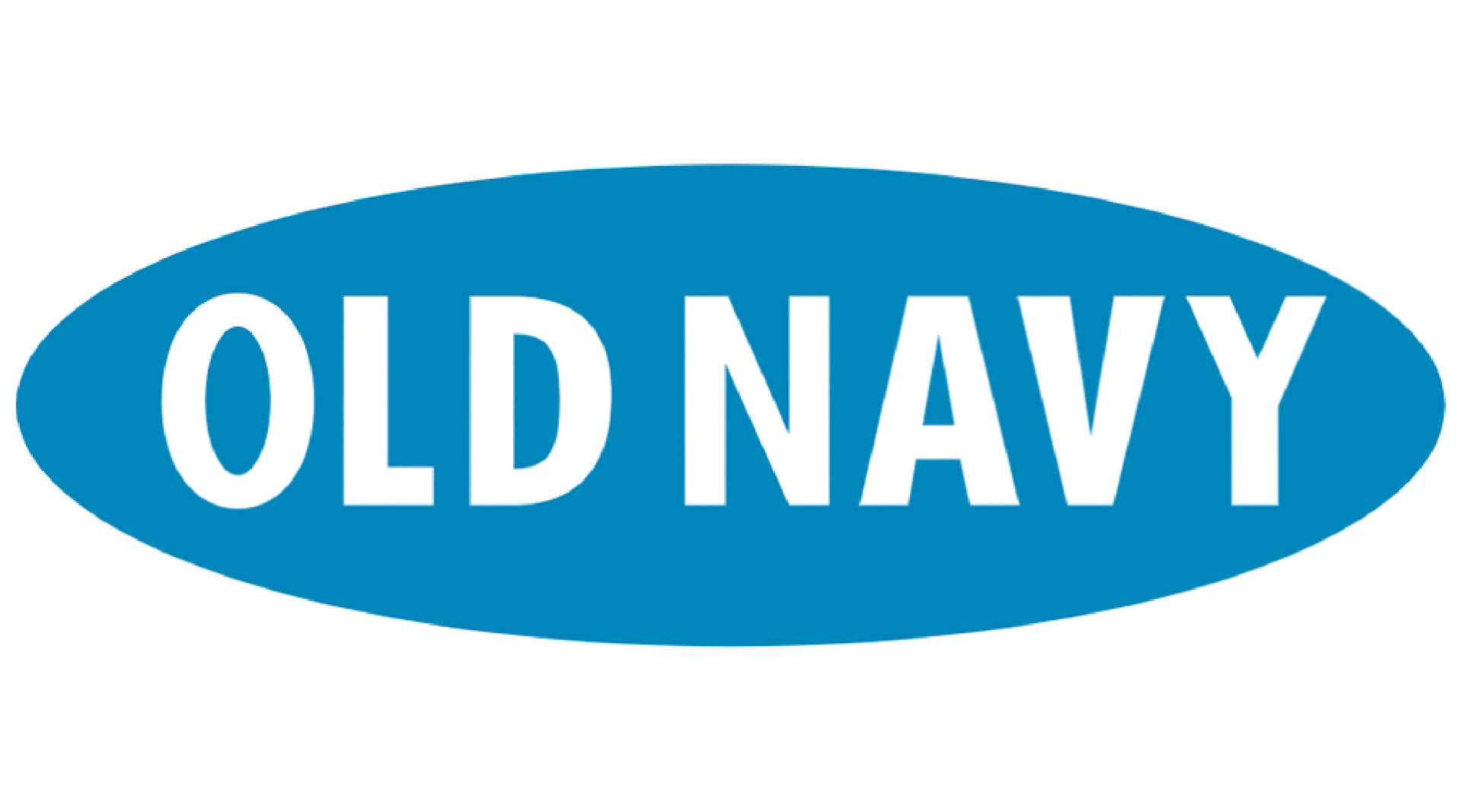 old 桌布 壁紙 — 粗體白色 'OLD NAVY' 文字居中在純藍色橢圓形內，背景為潔淨白色。