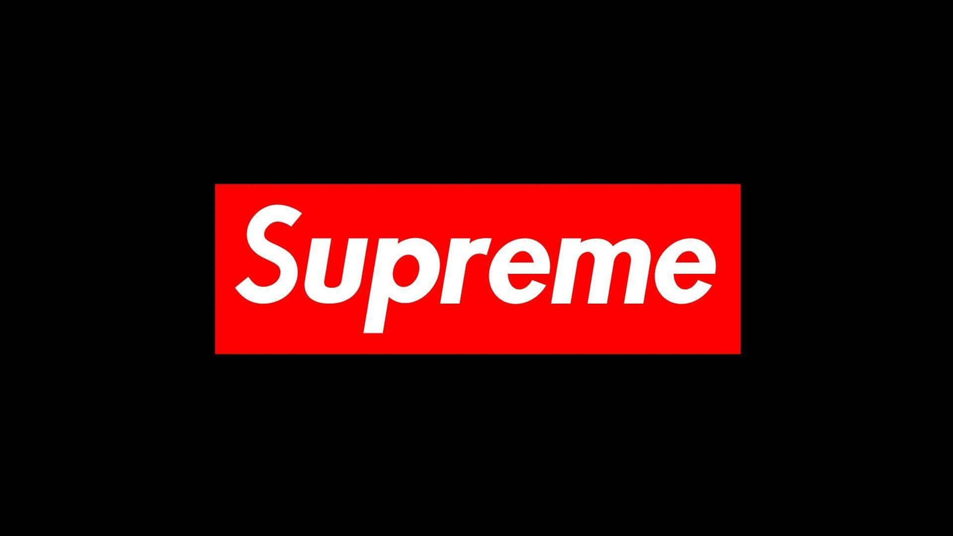 Supreme 品牌標誌，白色文字在紅色方框內，黑色背景 — Supreme GIF 壁紙