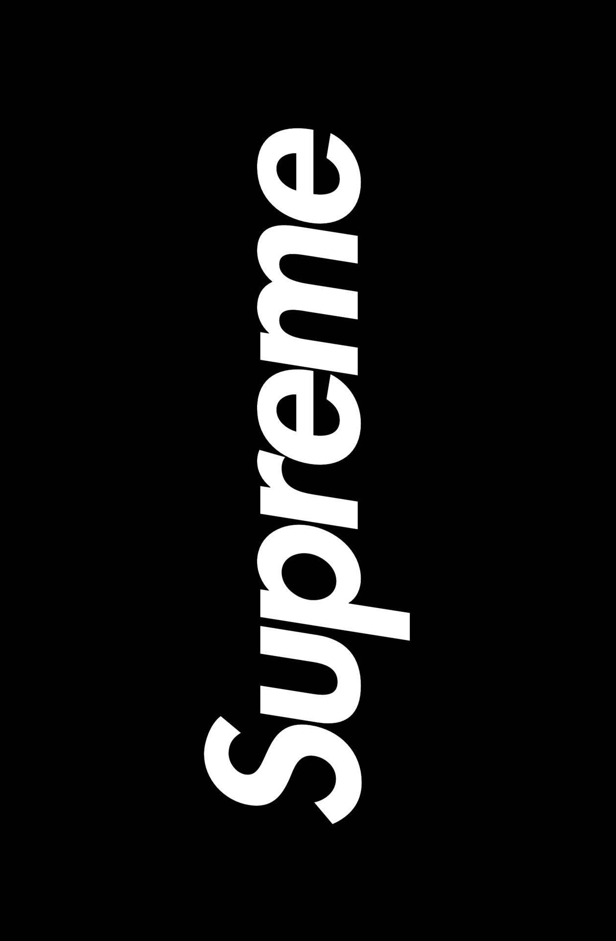 black supreme 桌布 壁紙 — 粗體白色 'Supreme' 標誌垂直居中於純黑色背景上。