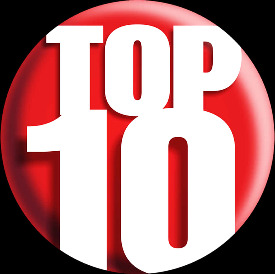 疼痛 桌布 壁紙 — 粗體白色「TOP 10」文字在黑色背景上的亮面紅色圓形按鈕上格外突出。