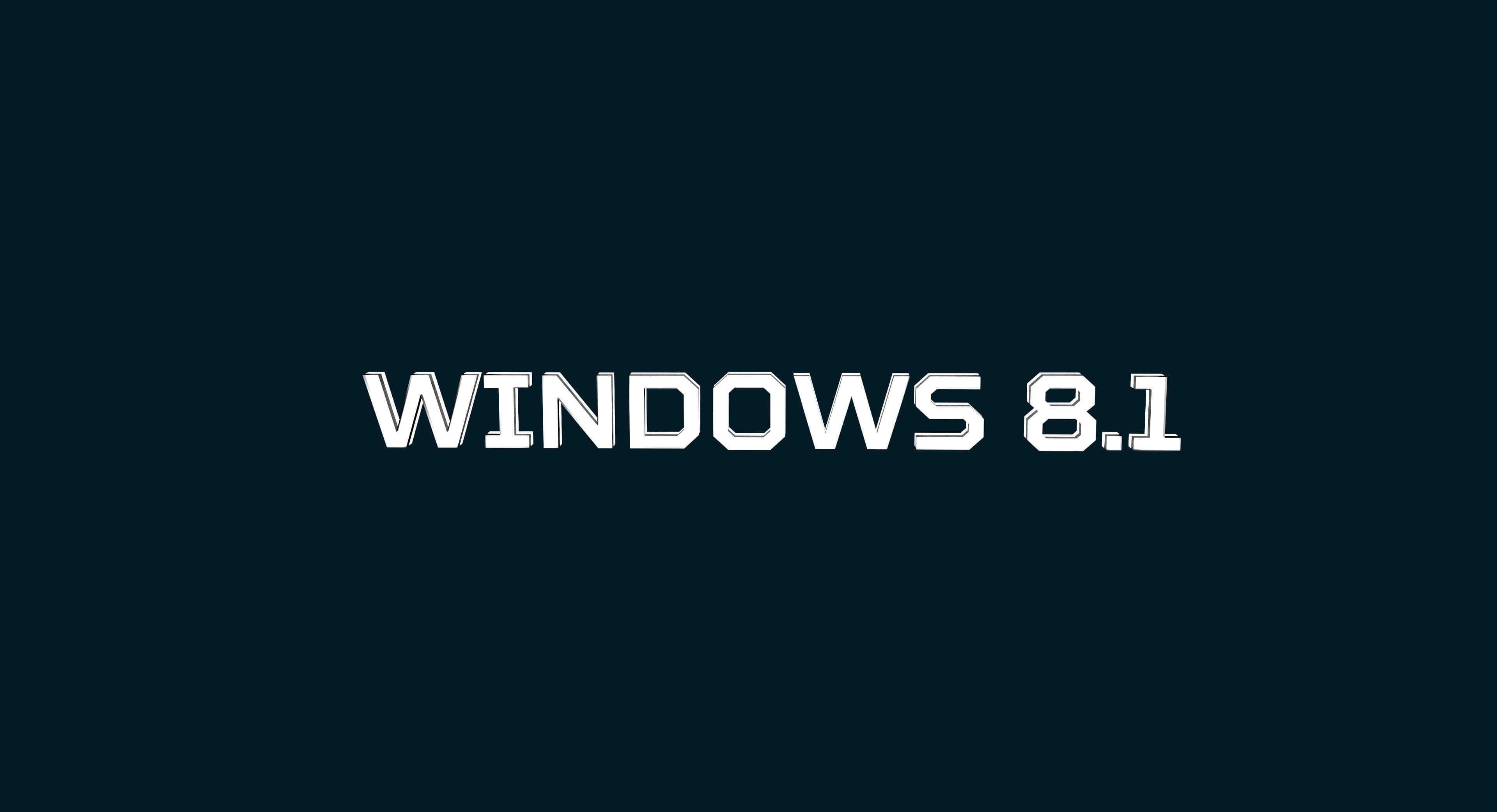 Windows Computer 桌布 壁紙 — 粗體白色 'WINDOWS 8.1' 文字置中在純深青色背景上。