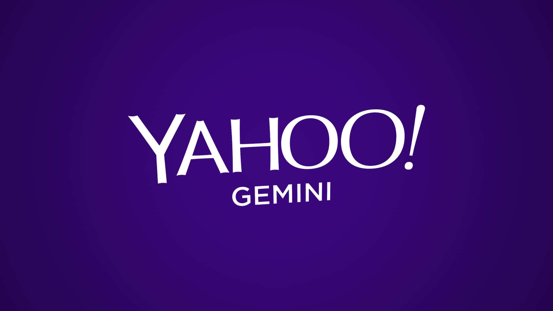 Yahoo 桌布 壁紙 — 粗體白色 Yahoo Gemini 文字居中於深紫色漸變背景上。