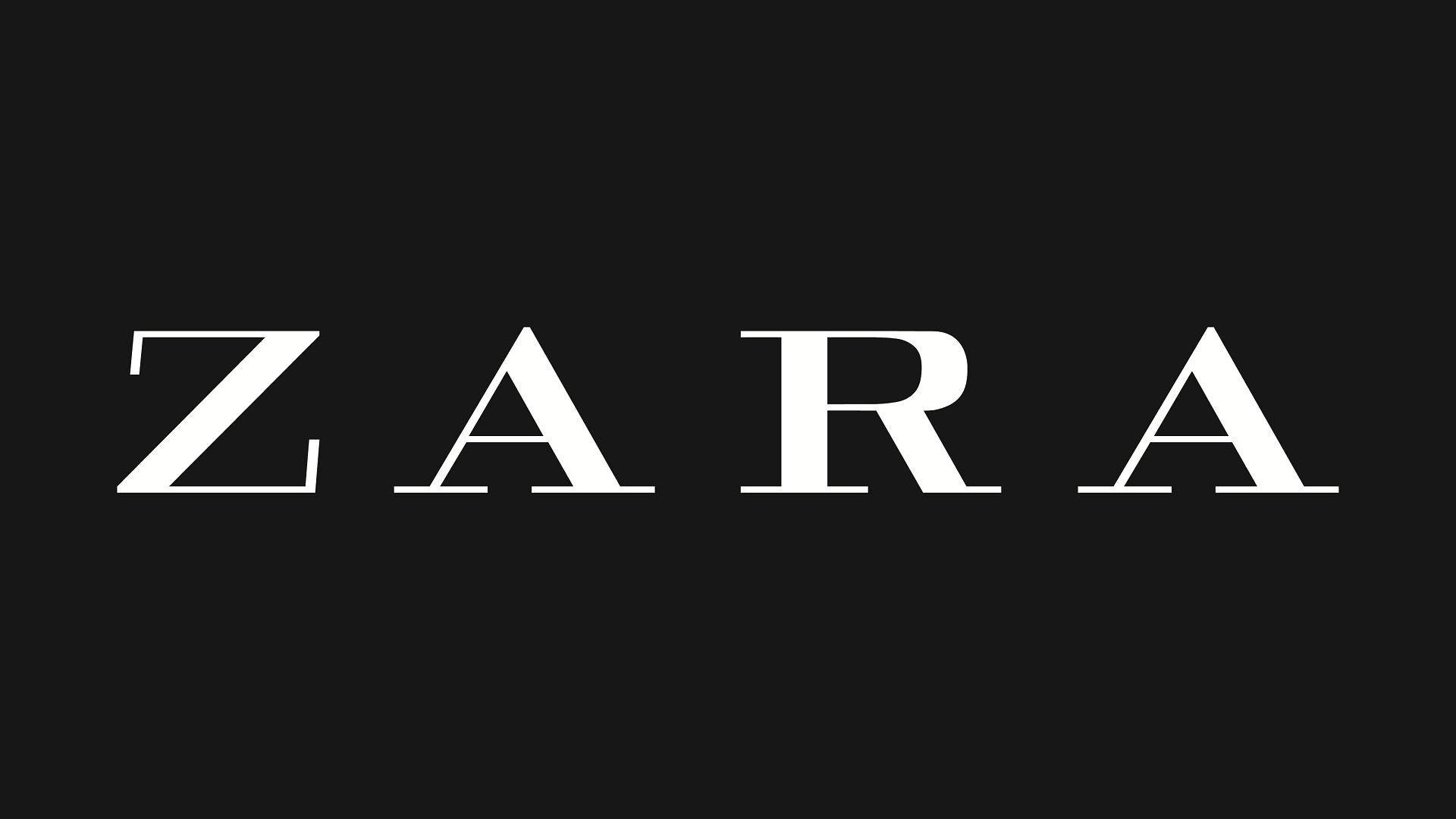 Zara 桌布 壁紙 — 粗體白色 ZARA 字母居中於純黑色背景上，搭配簡潔極簡的字體設計。