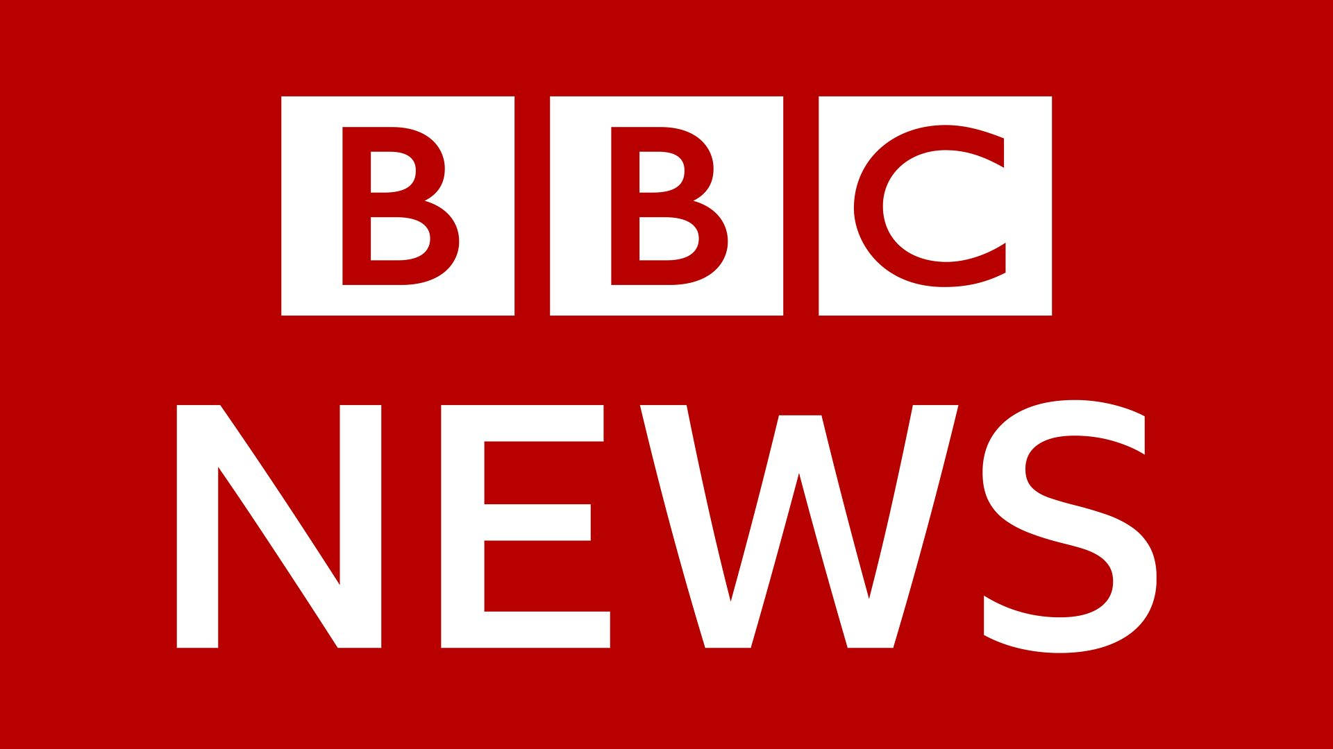 標誌 桌布 壁紙 — 粗體白色BBC News標誌居中於純紅色背景上，搭配簡潔的無襯線字體。