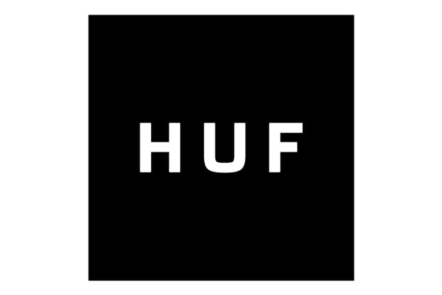 桌布 壁紙 — 粗體白色HUF字母居中於純黑色方形背景上。