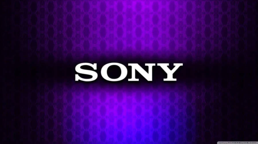 Sony 桌布 壁紙 — 粗體白色SONY標誌居中於帶有重複圓形圖案的紫色漸變背景上。