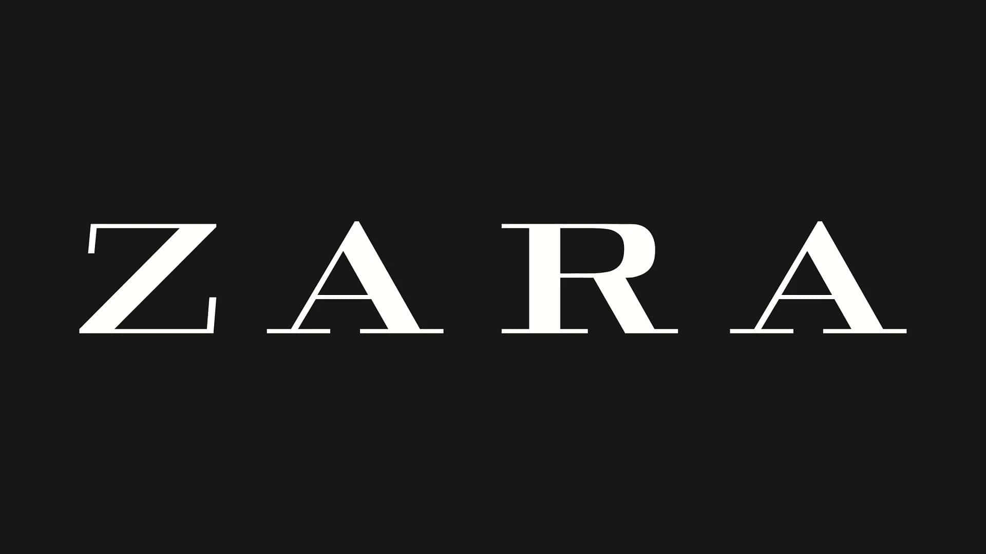 Zara 桌布 壁紙 — 粗體白色ZARA字母居中於純黑色背景上，搭配簡潔極簡字體。