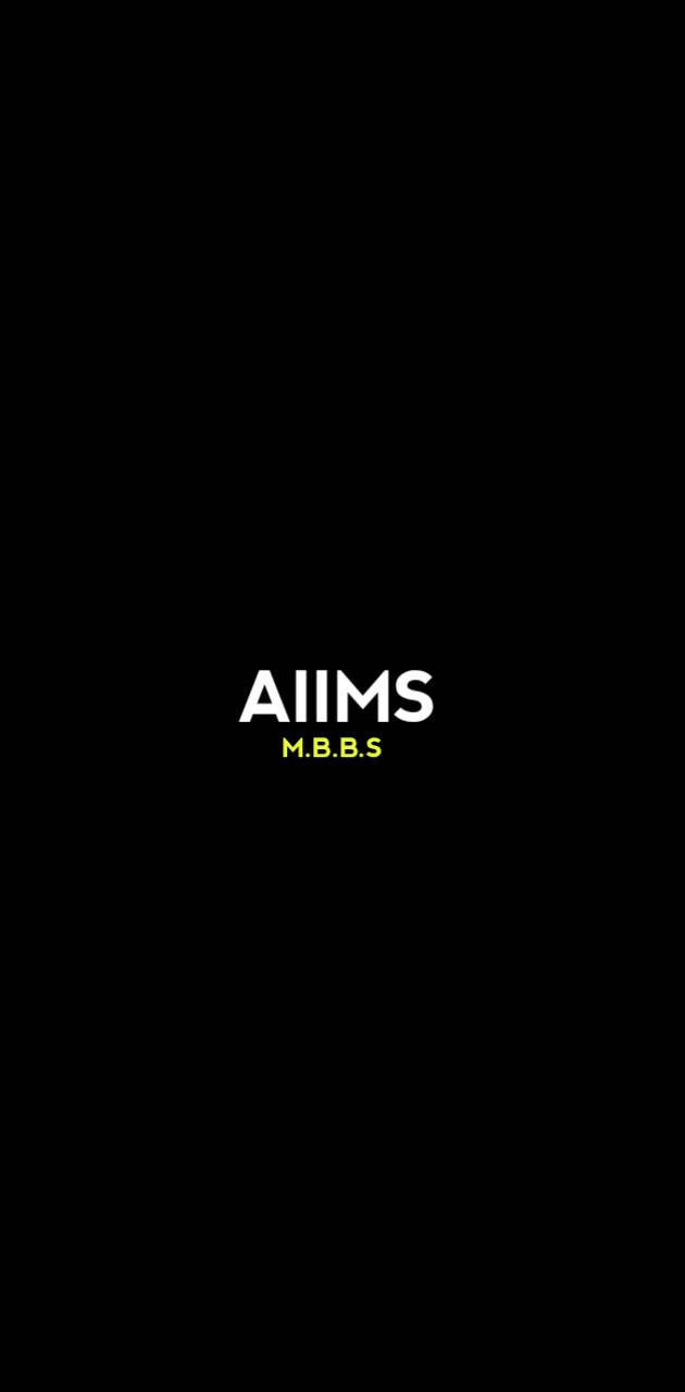 黑色背景上帶有白色和黃色的 AIIMS M.B.B.S 文字。 — 簡單動圖 壁紙