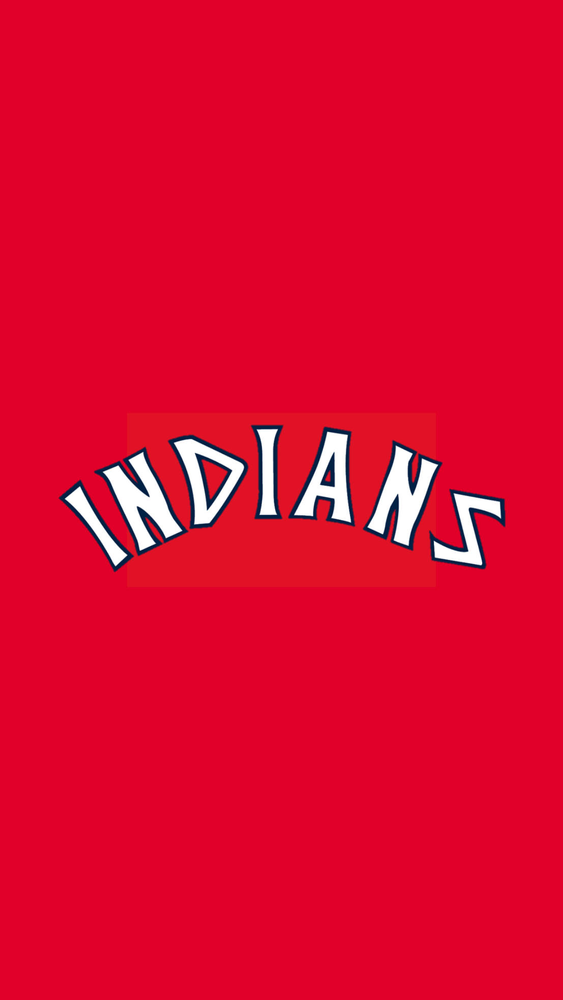 Cleveland Indians 桌布 壁紙 — 粗體白色拱形 'INDIANS' 文字，帶黑色輪廓，居中在純紅色背景上。