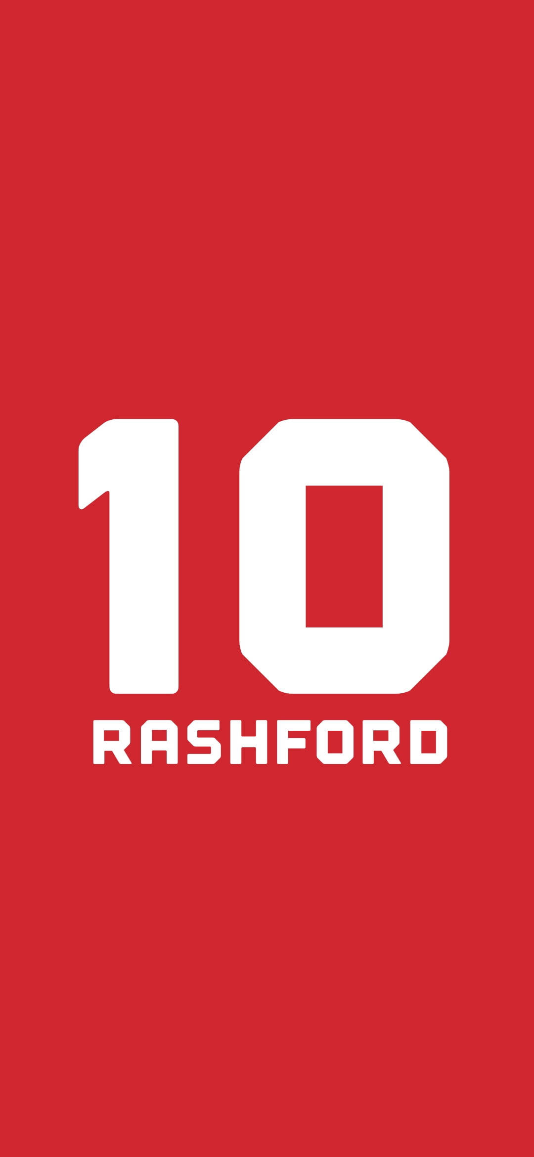 運動 桌布 壁紙 — 粗體白色數字10和名字Rashford居中在純紅色背景上。