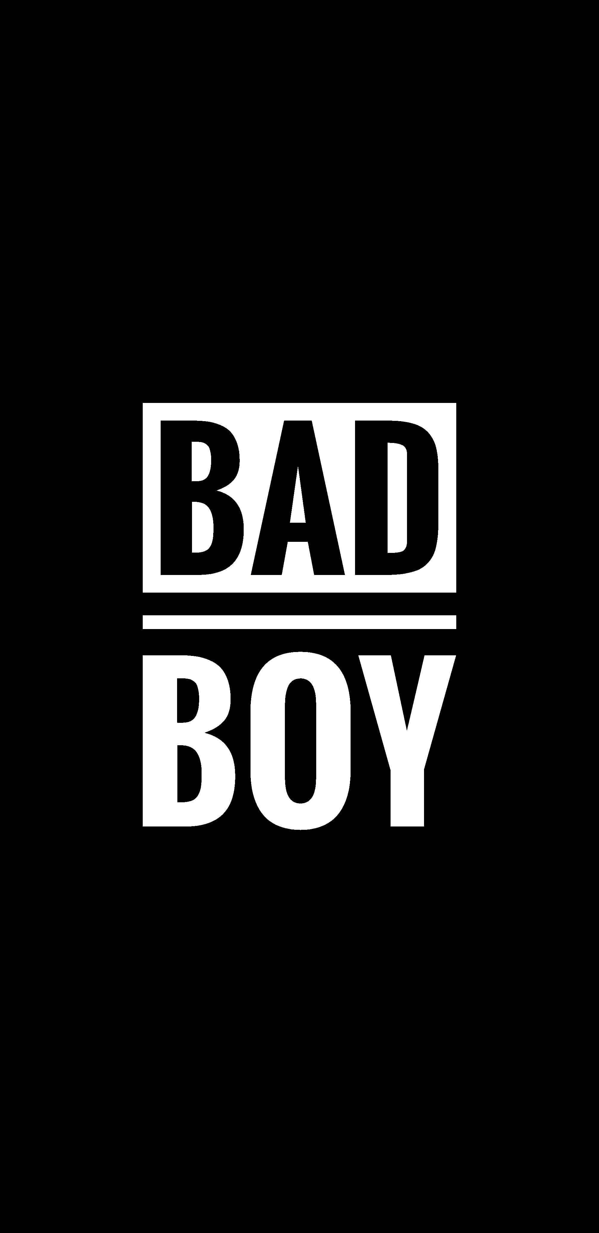 bad 桌布 壁紙 — 粗體白色文字「BAD BOY」居中顯示在純黑色背景上。