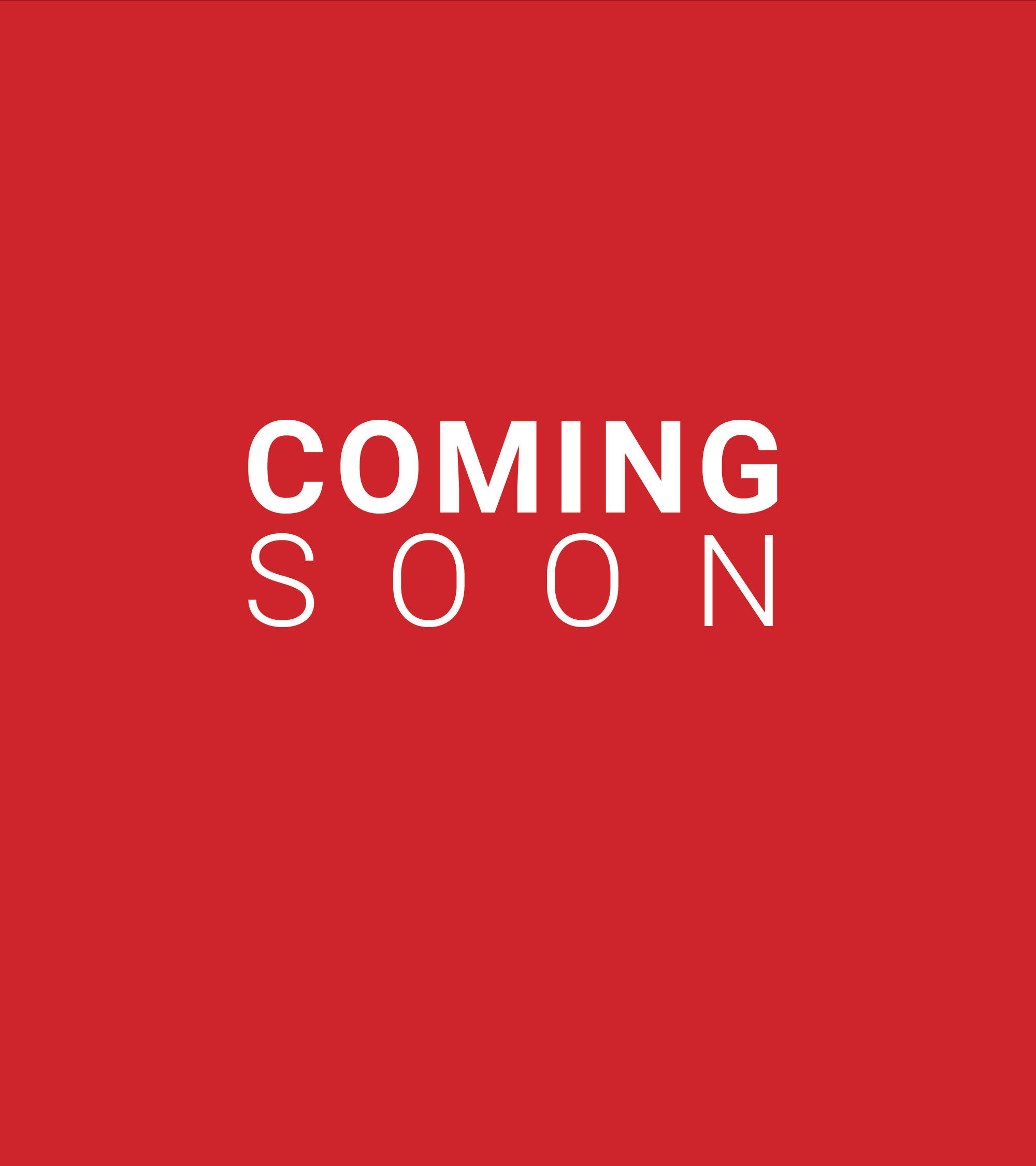 Coming Soon 桌布 壁紙 — 粗體白色文字「COMING SOON」居中顯示在純紅色背景上。