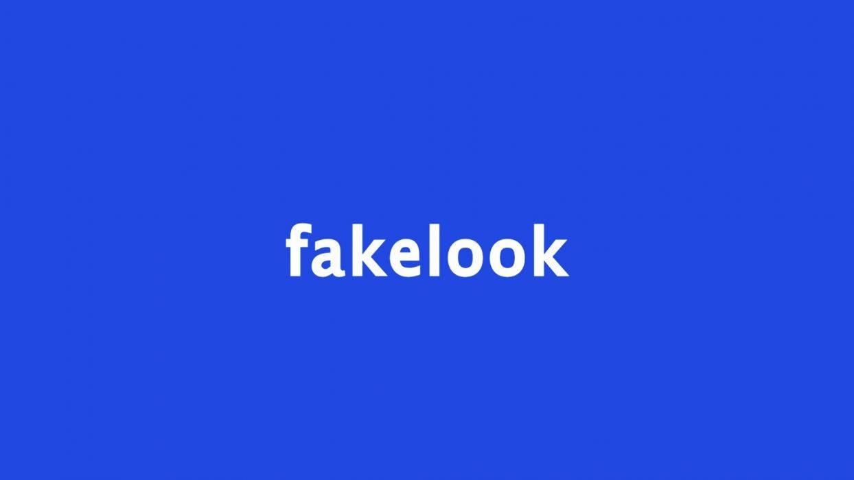 Social 桌布 壁紙 — 粗體白色文字 fakelook 居中顯示在純皇家藍色背景上。