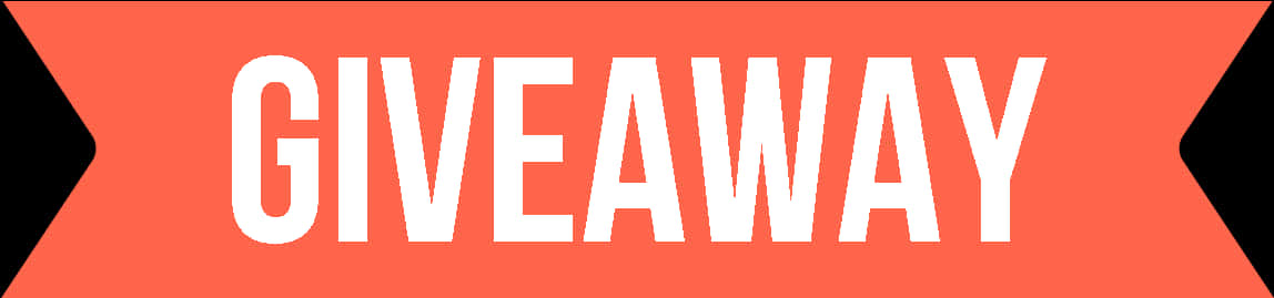 Free 桌布 壁紙 — 粗體白色文字 GIVEAWAY 居中顯示在帶有黑色箭頭末端的珊瑚色橫幅上。
