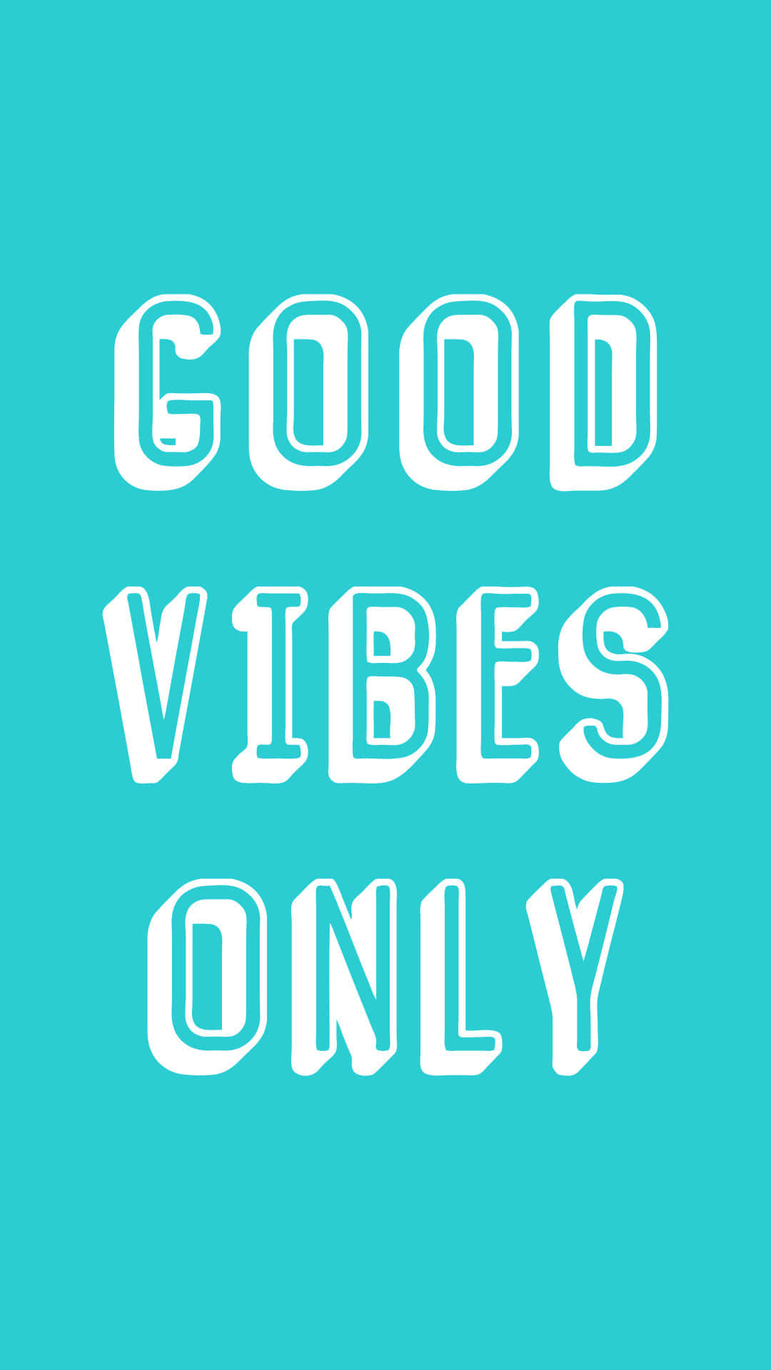 青色背景上的白色good vibes only勵志文字 — 字型 GIF 壁紙