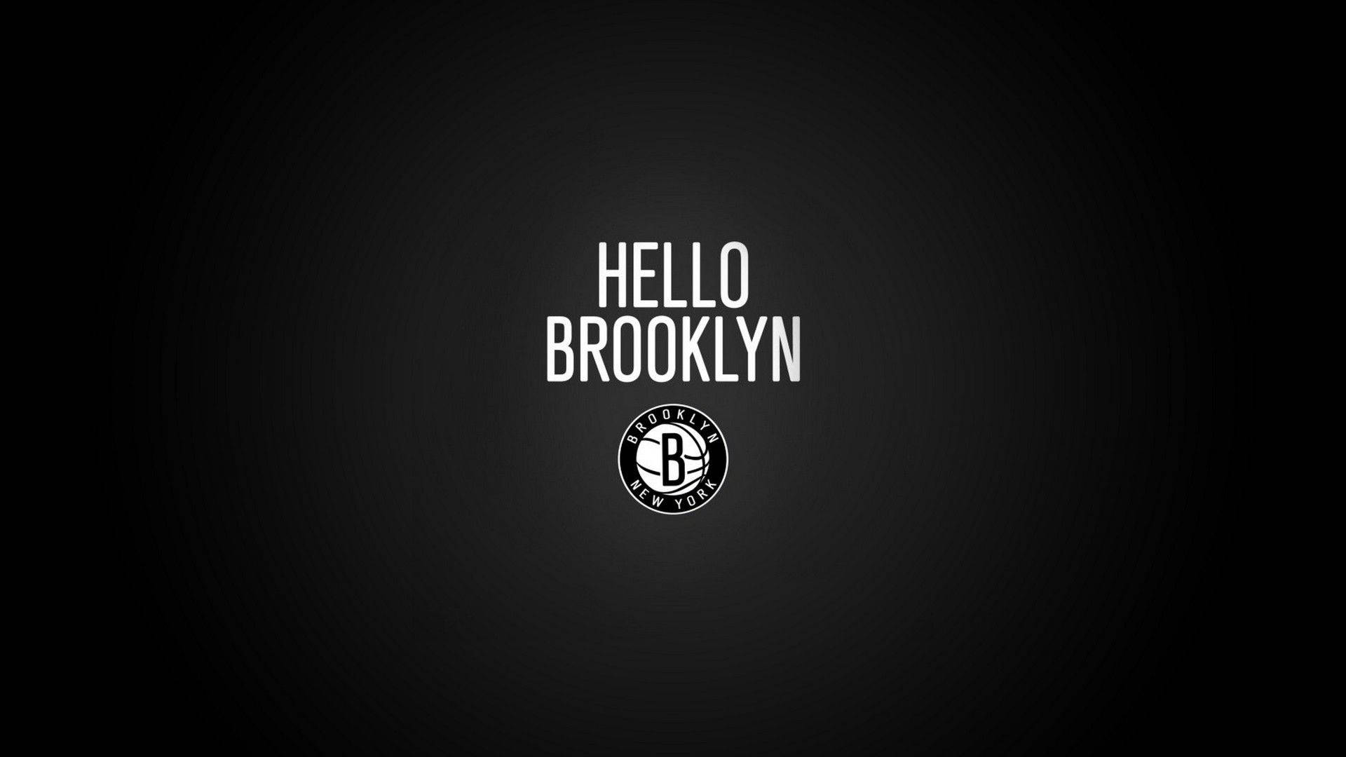 Brooklyn 桌布 壁紙 — 粗體白色文字「hello brooklyn」居中顯示在深色漸變背景上，下方有一個圓形標誌。