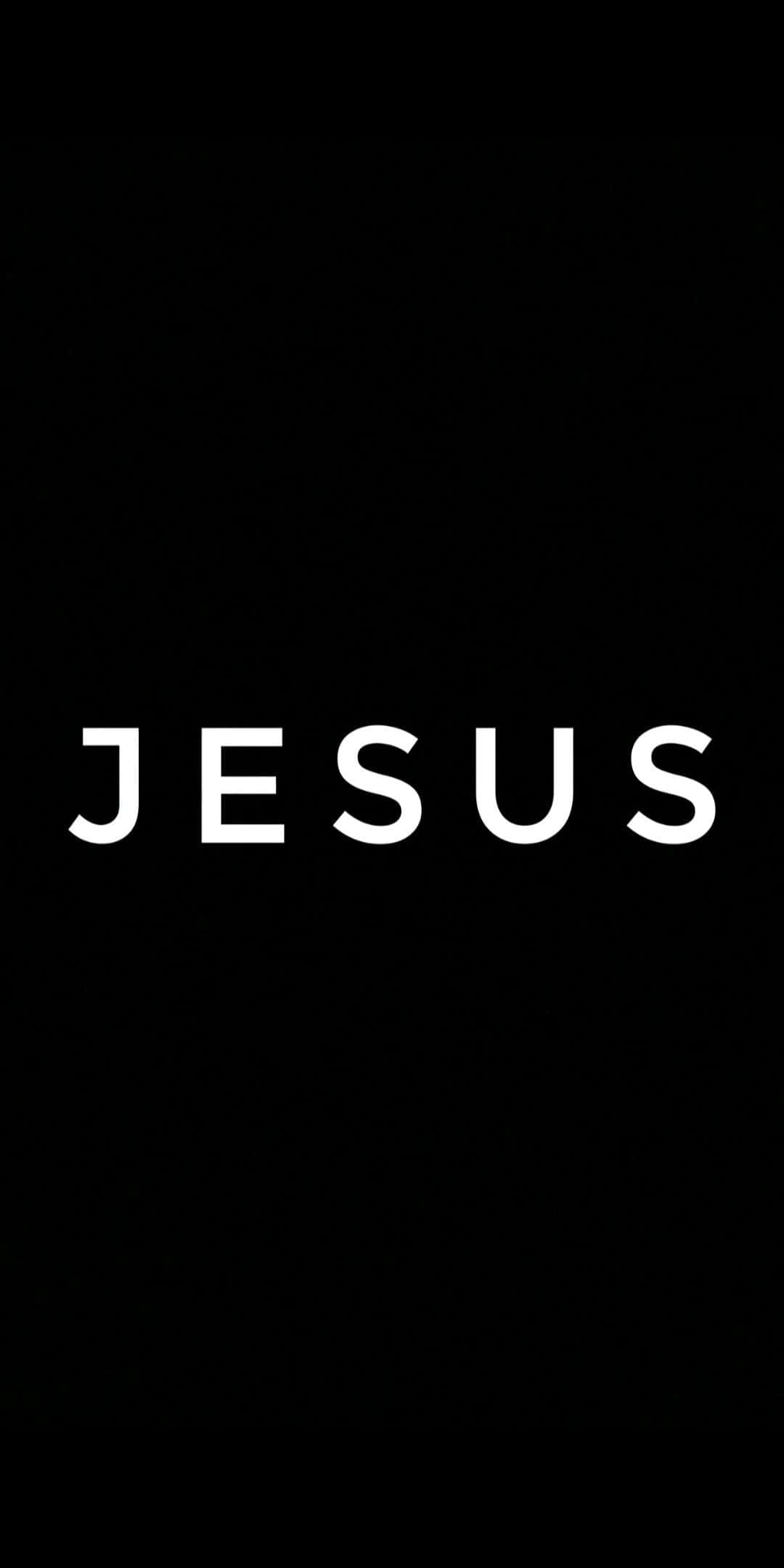 Jesus Name 桌布 壁紙 — 粗體白色文字 JESUS 居中於純黑色背景上。