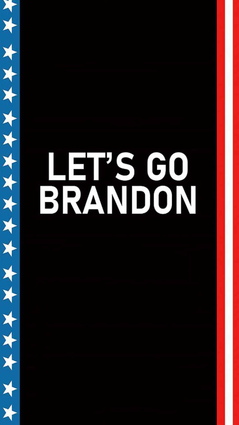 Let’s Go Brandon 桌布 壁紙 — 粗體白色文字 LET'S GO BRANDON 居中於黑色背景上，兩側有藍色星星和紅白條紋。