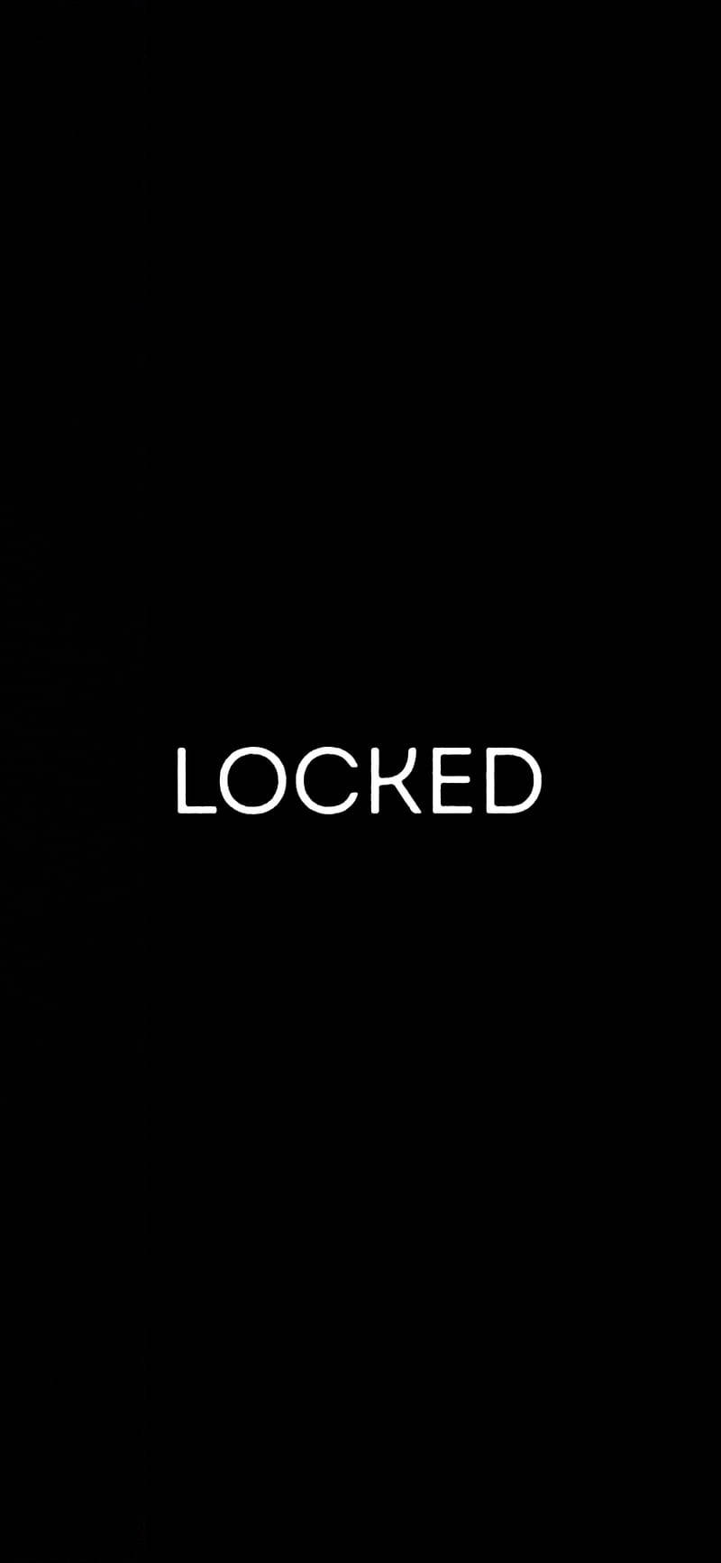 text 桌布 壁紙 — 粗體白色文字 LOCKED 居中顯示在純黑色背景上。