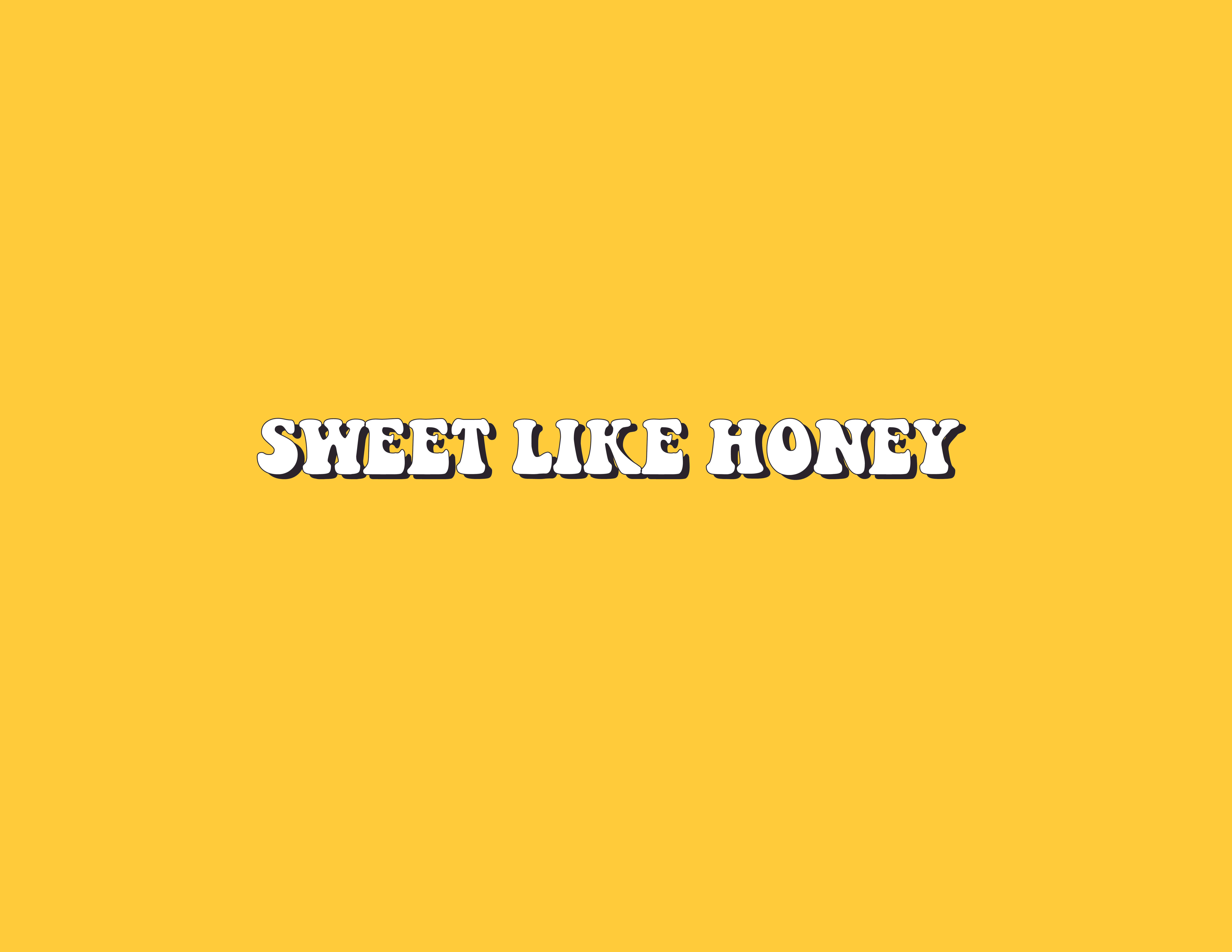 Quote 桌布 壁紙 — 粗體白色文字 sweet like honey 居中於純金色背景上。