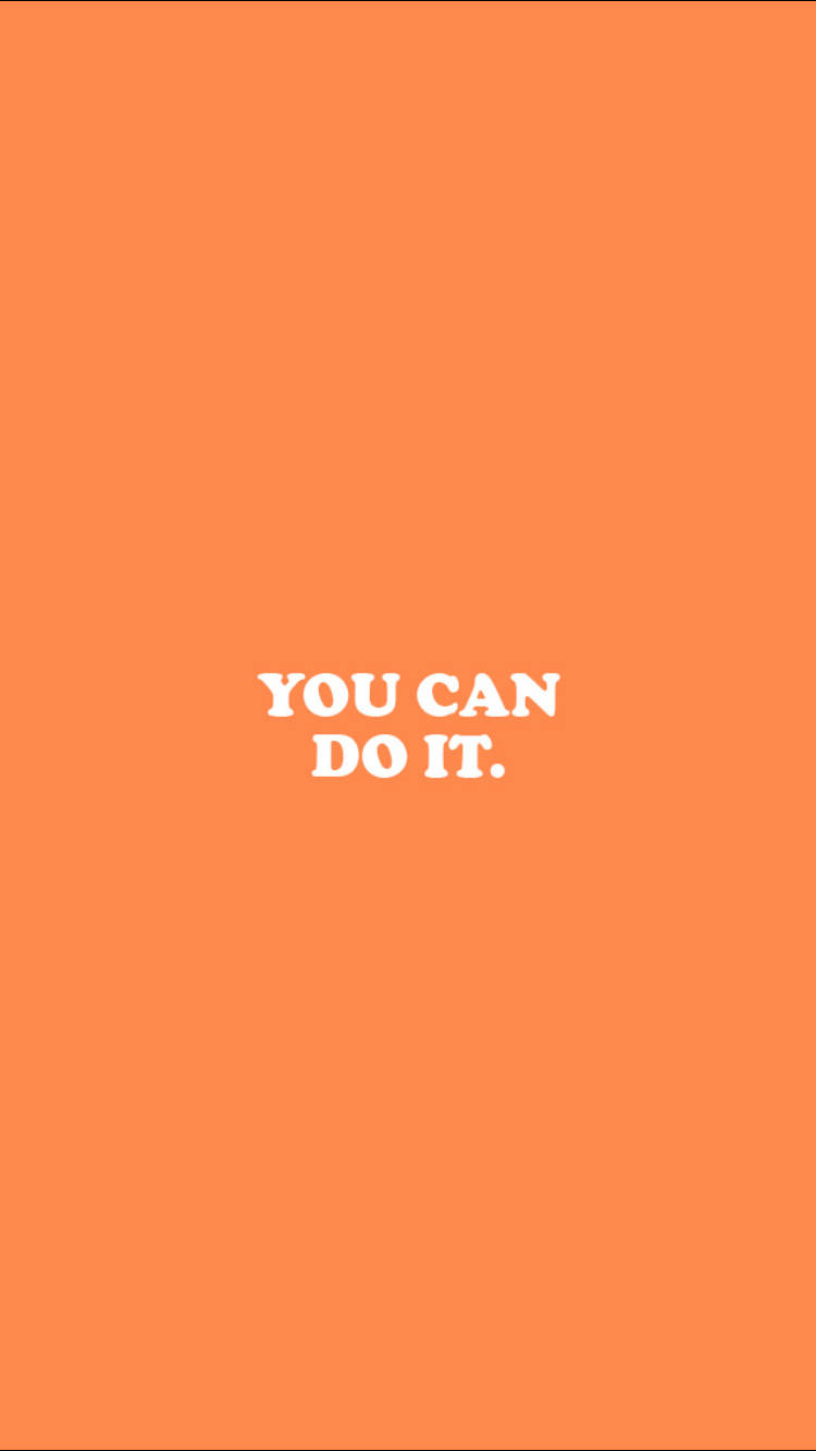 鮮豔橙色背景，帶有白色勵志文字「YOU CAN DO IT」。 — 橘色美學 GIF 壁紙