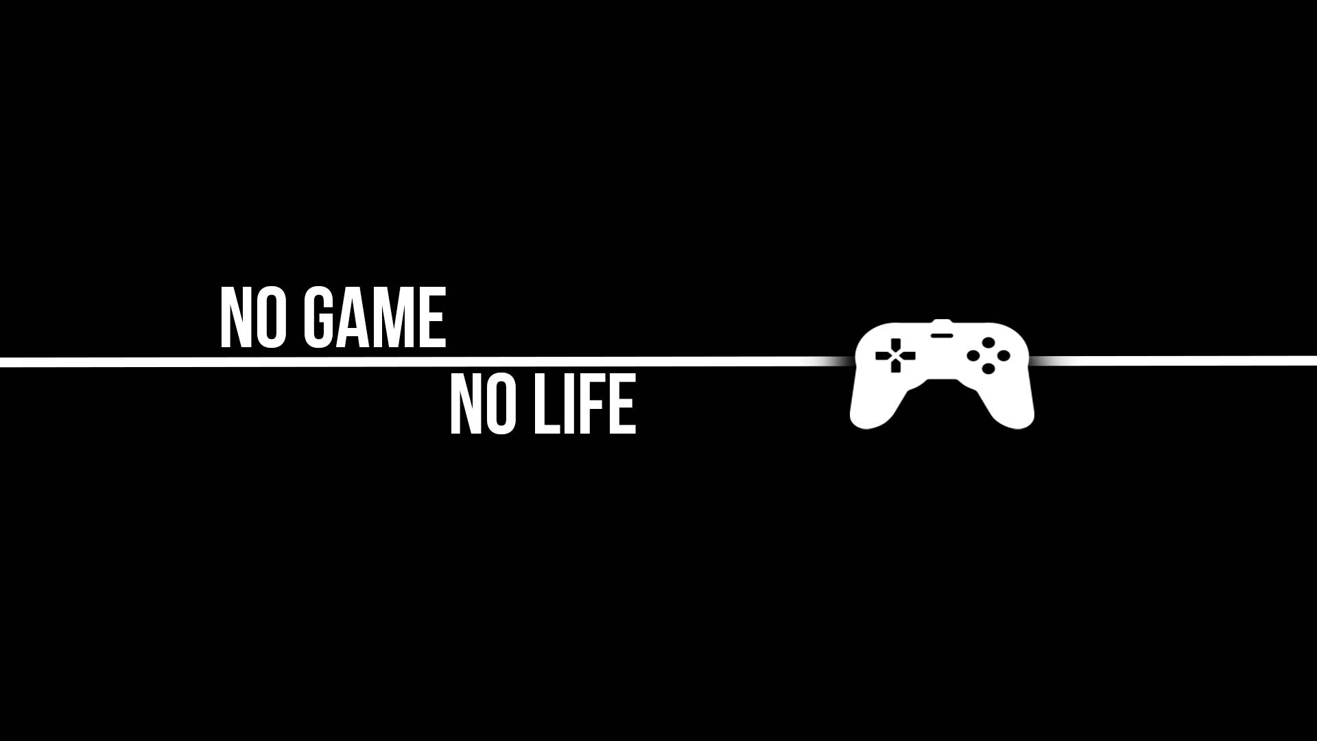 game 桌布 壁紙 — 粗體白色文字和遊戲控制器圖示被一條線分隔在鮮明的黑色背景上。