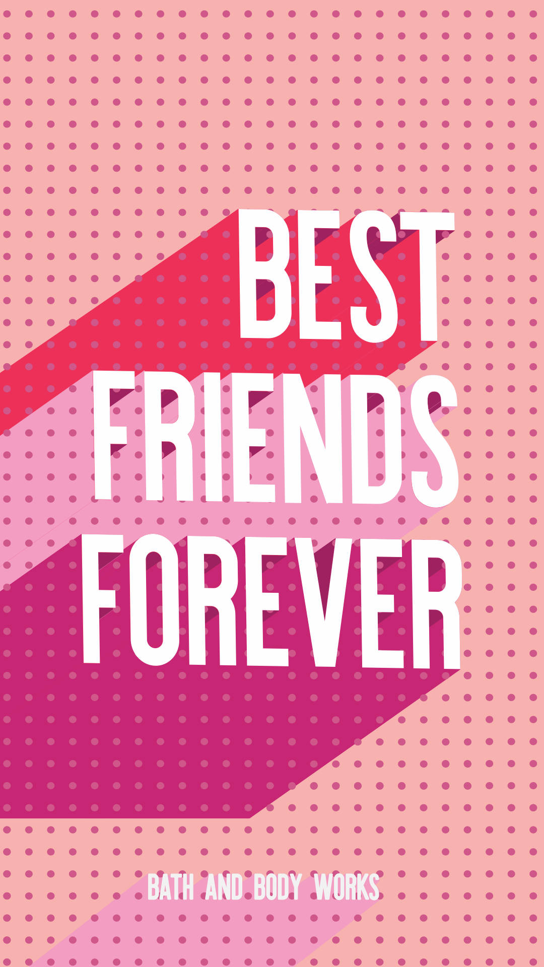 Cute Best Friend 桌布 壁紙 — 粗體白色文字在粉紅色漸層背景上顯示「永遠的好朋友」，並帶有圓點圖案。