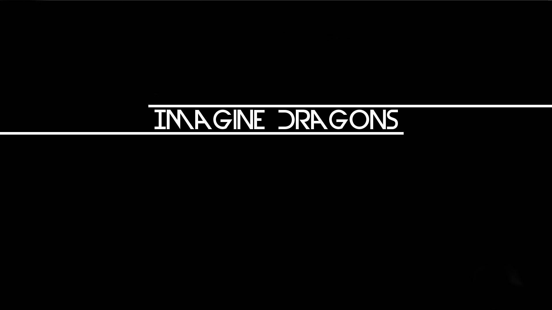 Dragons 桌布 壁紙 — 粗體白色文字在純黑色背景上，居中於兩條水平線之間，顯示為imagine dragons。