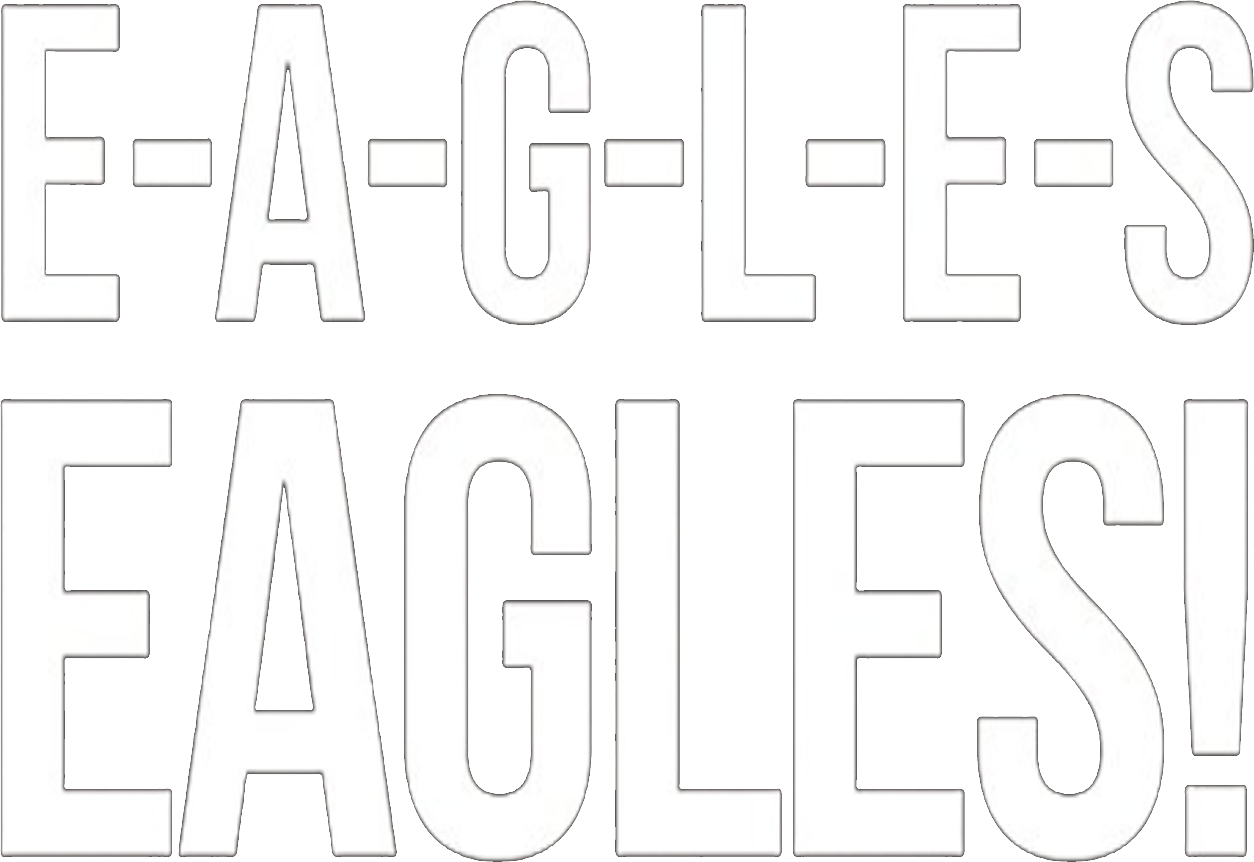 費城老鷹 桌布 壁紙 — 粗體白色文字在純黑色背景上以兩行拼出EAGLES。