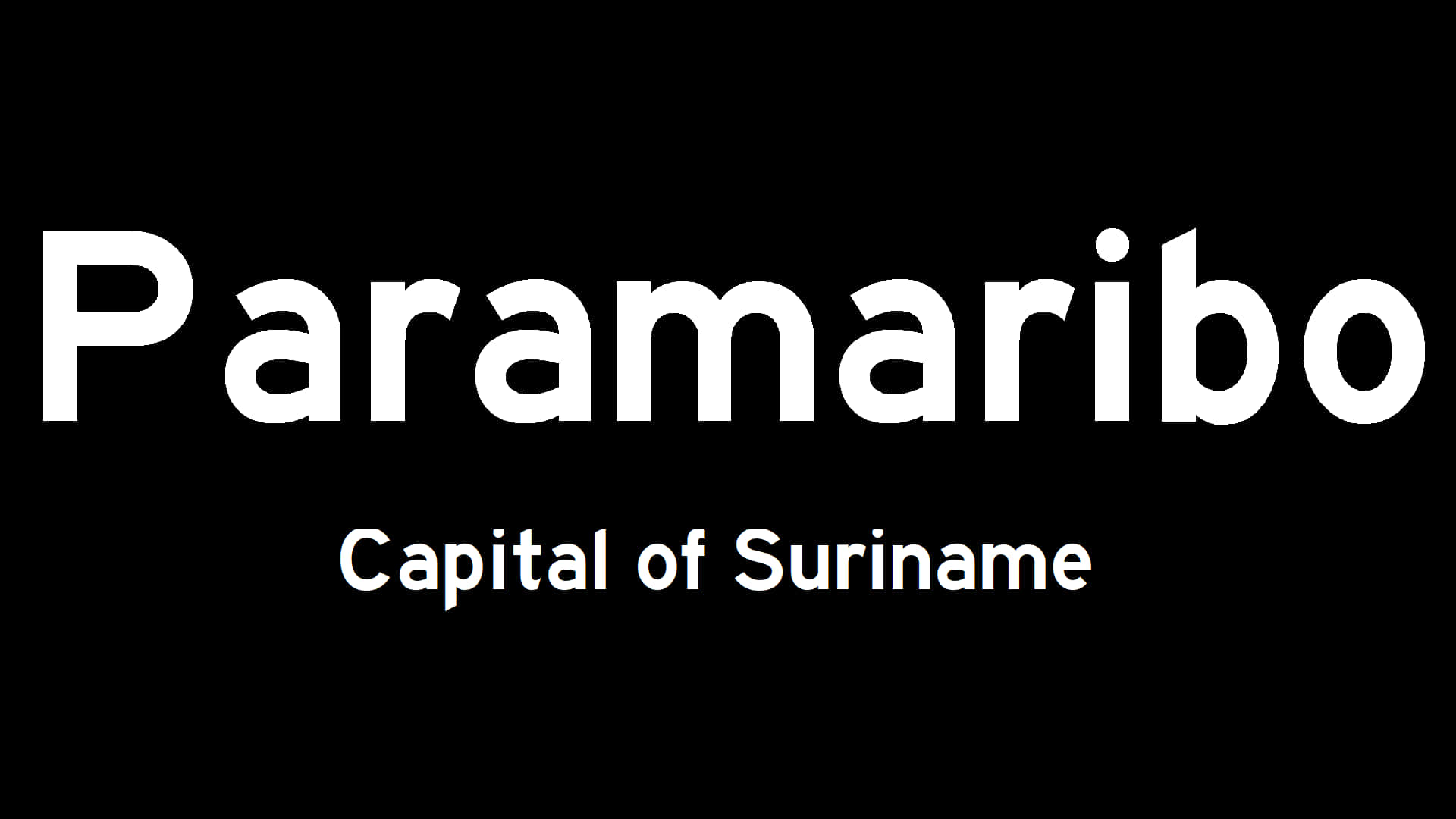 黑白 桌布 壁紙 — 粗體白色文字在純黑色背景上顯示「Paramaribo Capital of Suriname」。