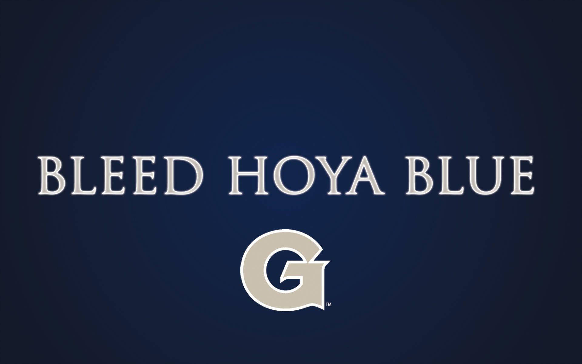 桌布 壁紙 — 粗體白色文字寫著「BLEED HOYA BLUE」，並在深藍色漸變背景中央放置了一個風格化的G標誌。