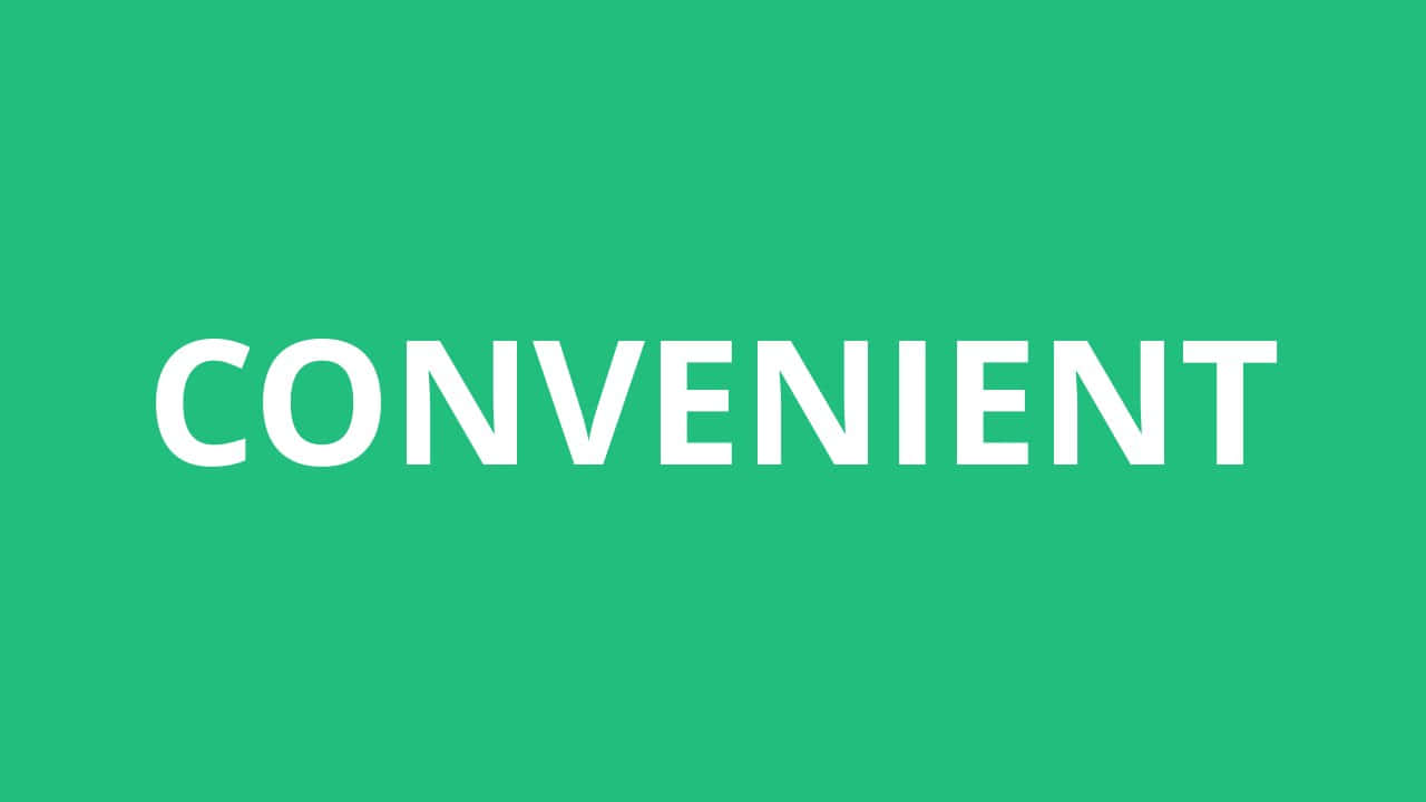 高清 桌布 壁紙 — 粗體白色文字顯示 convenient 居中在純綠色背景上。