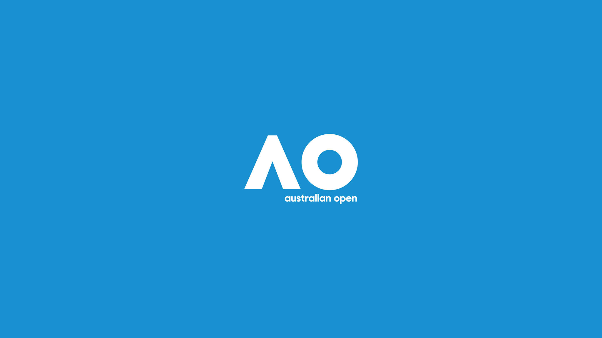 Australian Open 桌布 壁紙 — 粗體白色澳洲網球公開賽標誌置於純藍色背景中央，設計簡潔極簡。