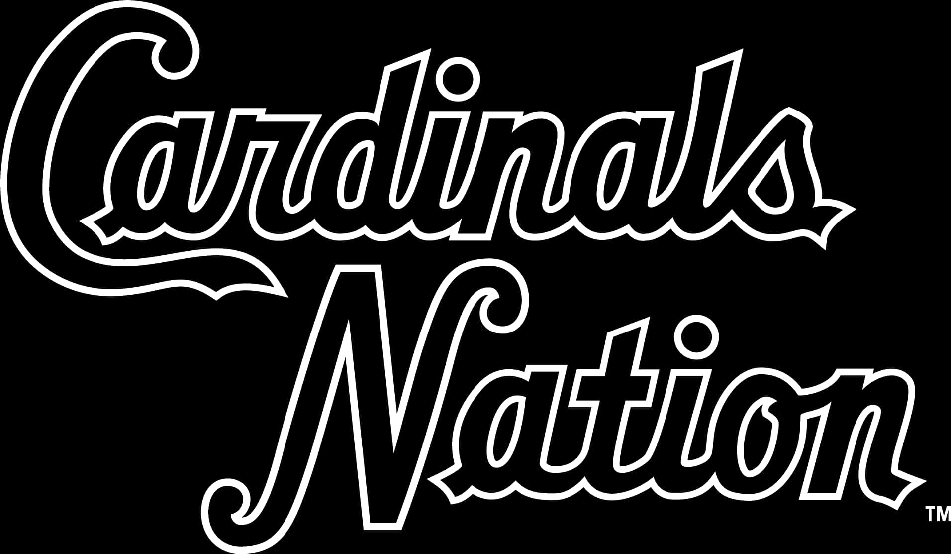 聖路易紅雀 桌布 壁紙 — 粗體白色草書Cardinals Nation標誌在純黑色背景上鮮明突出。