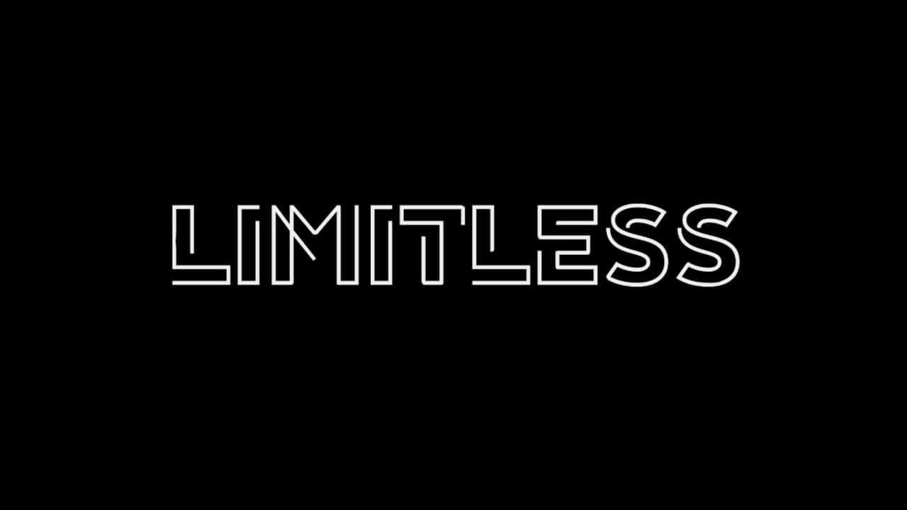 Typography 桌布 壁紙 — 粗體白色輪廓文字，內容為 limitless，置中於純黑色背景上。